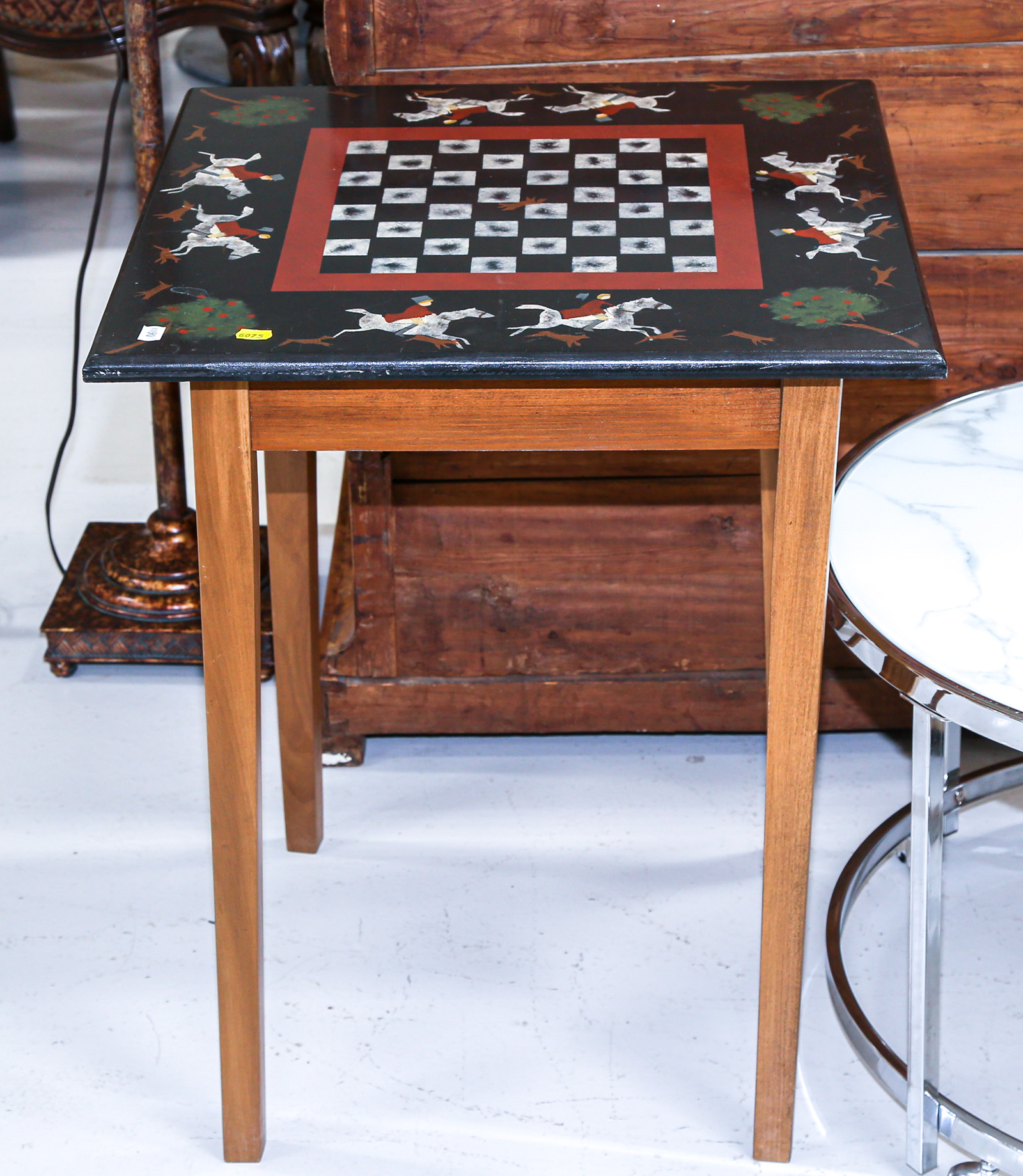 FOX & HOUNDS DECORATED CHESS TABLE Modern;