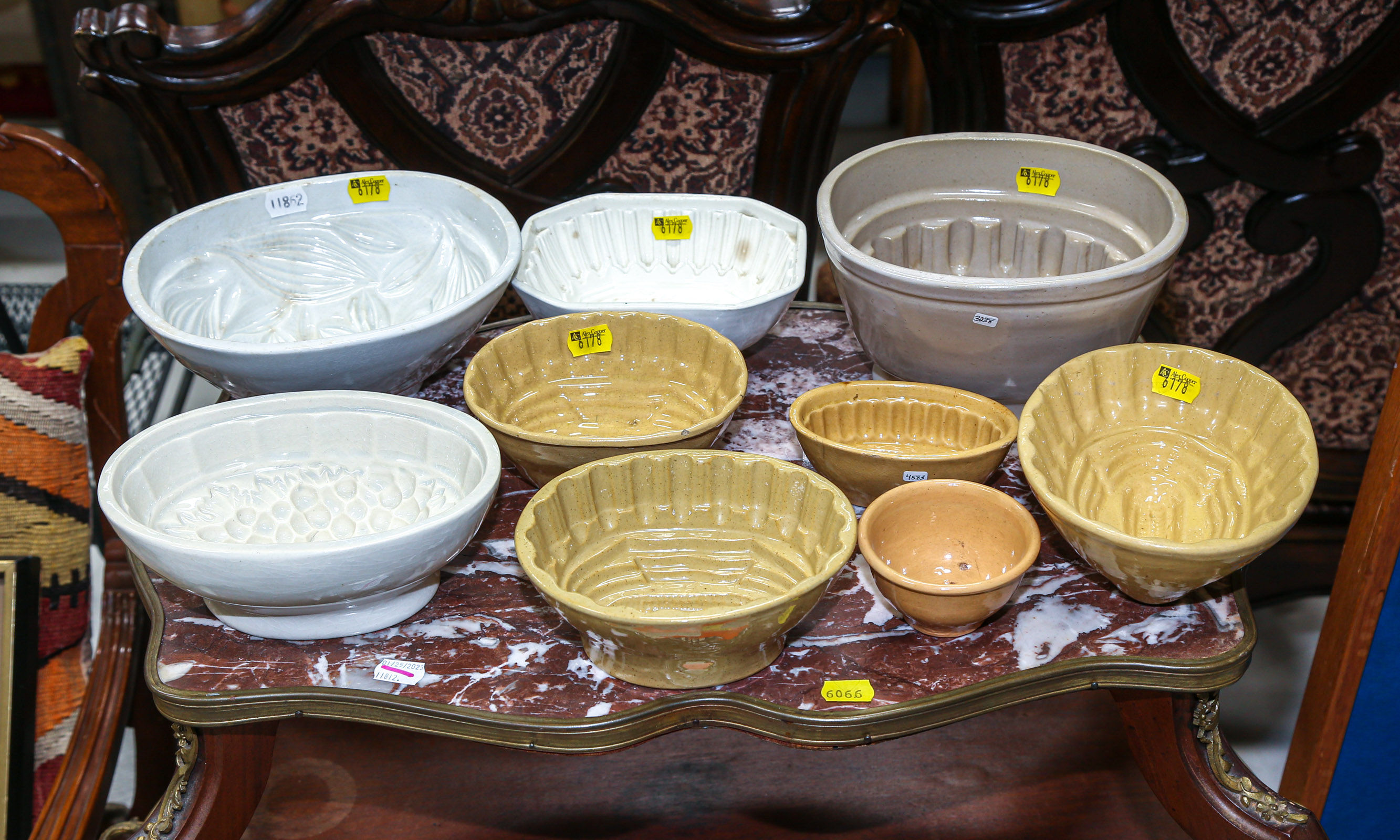 NINE POTTERY FOOD MOLDS 19th and