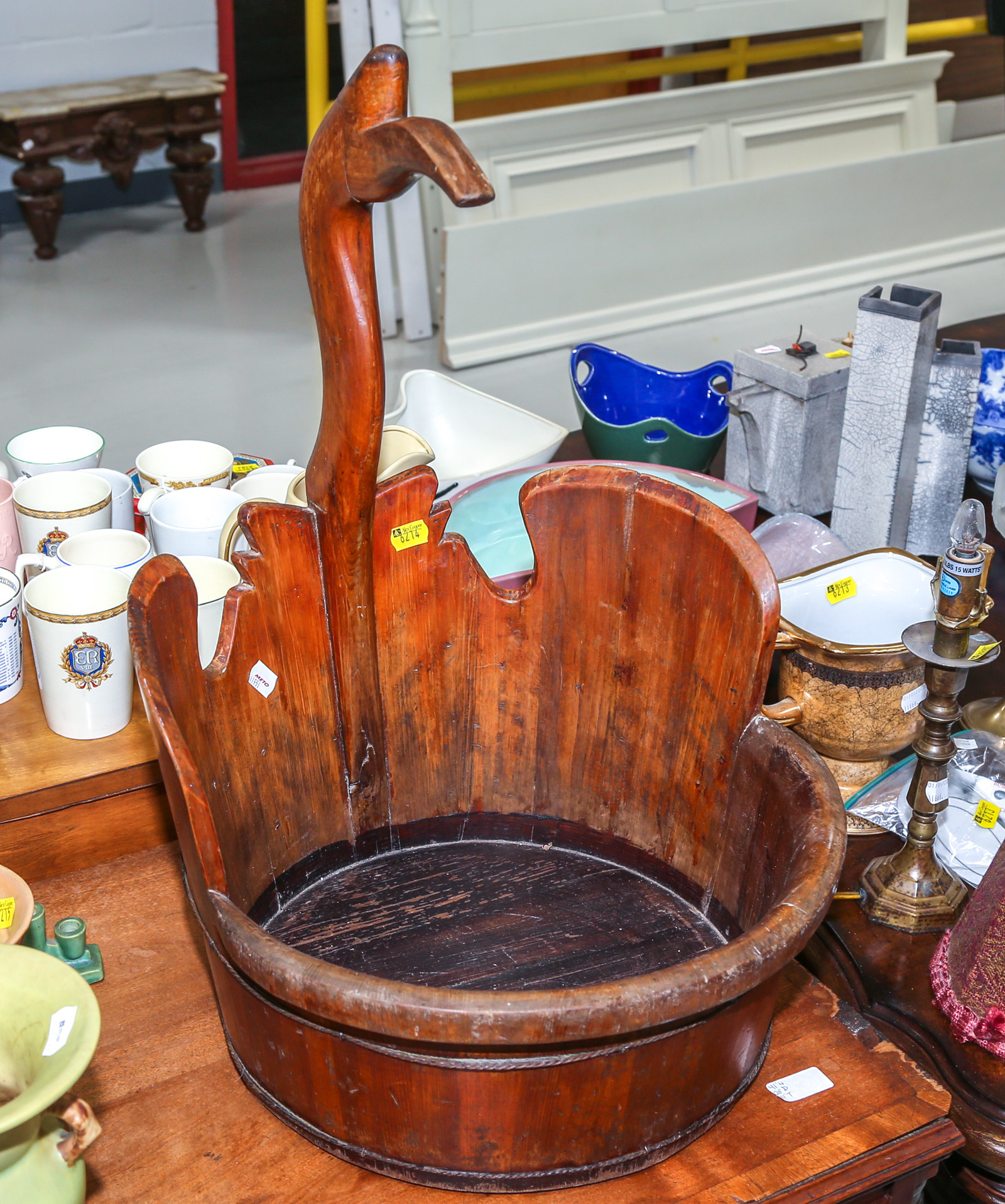 ANTIQUE JAPANESE PINE BABYS BATHTUB