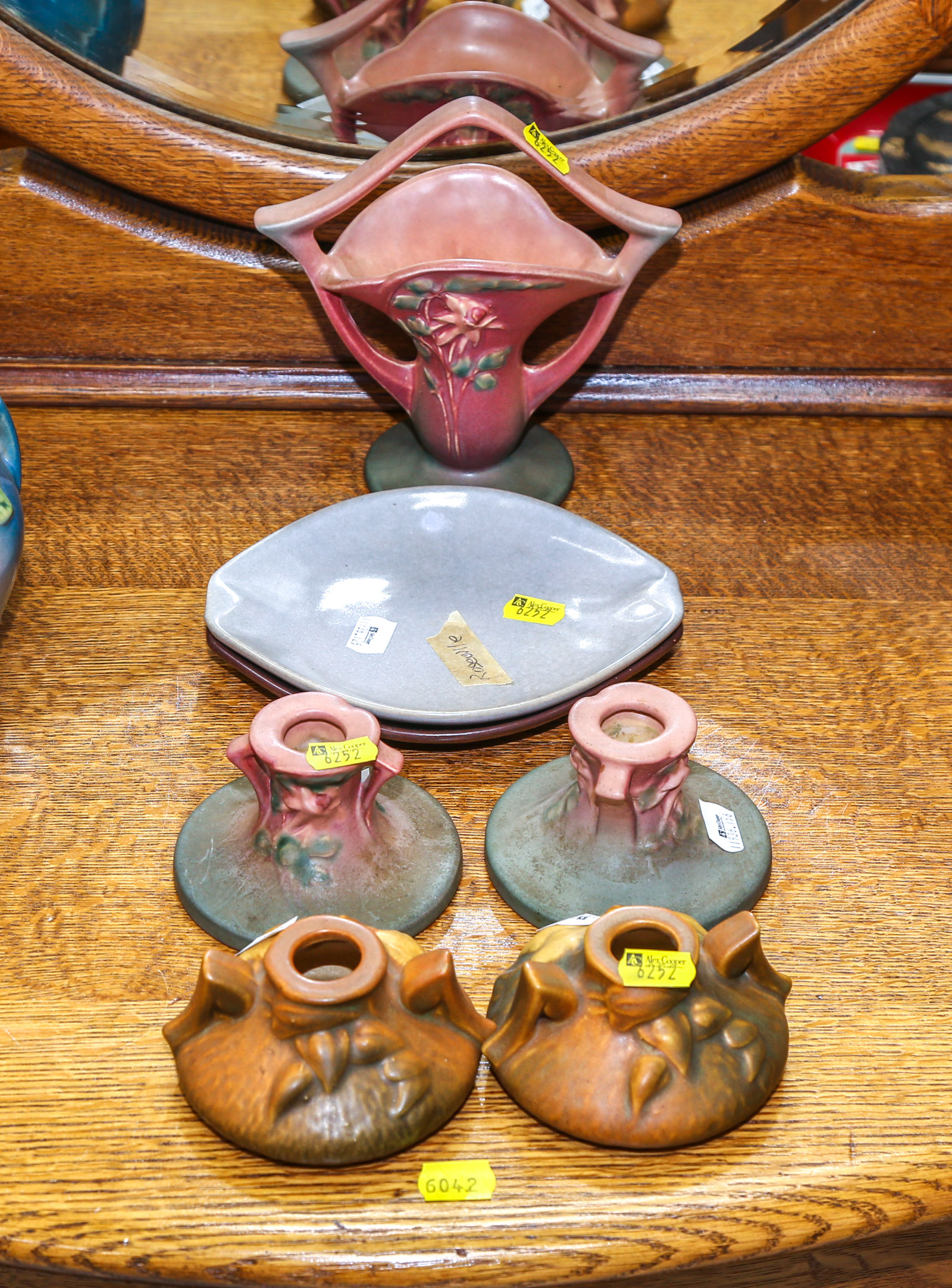 SEVEN PIECES OF ROSEVILLE ART POTTERY