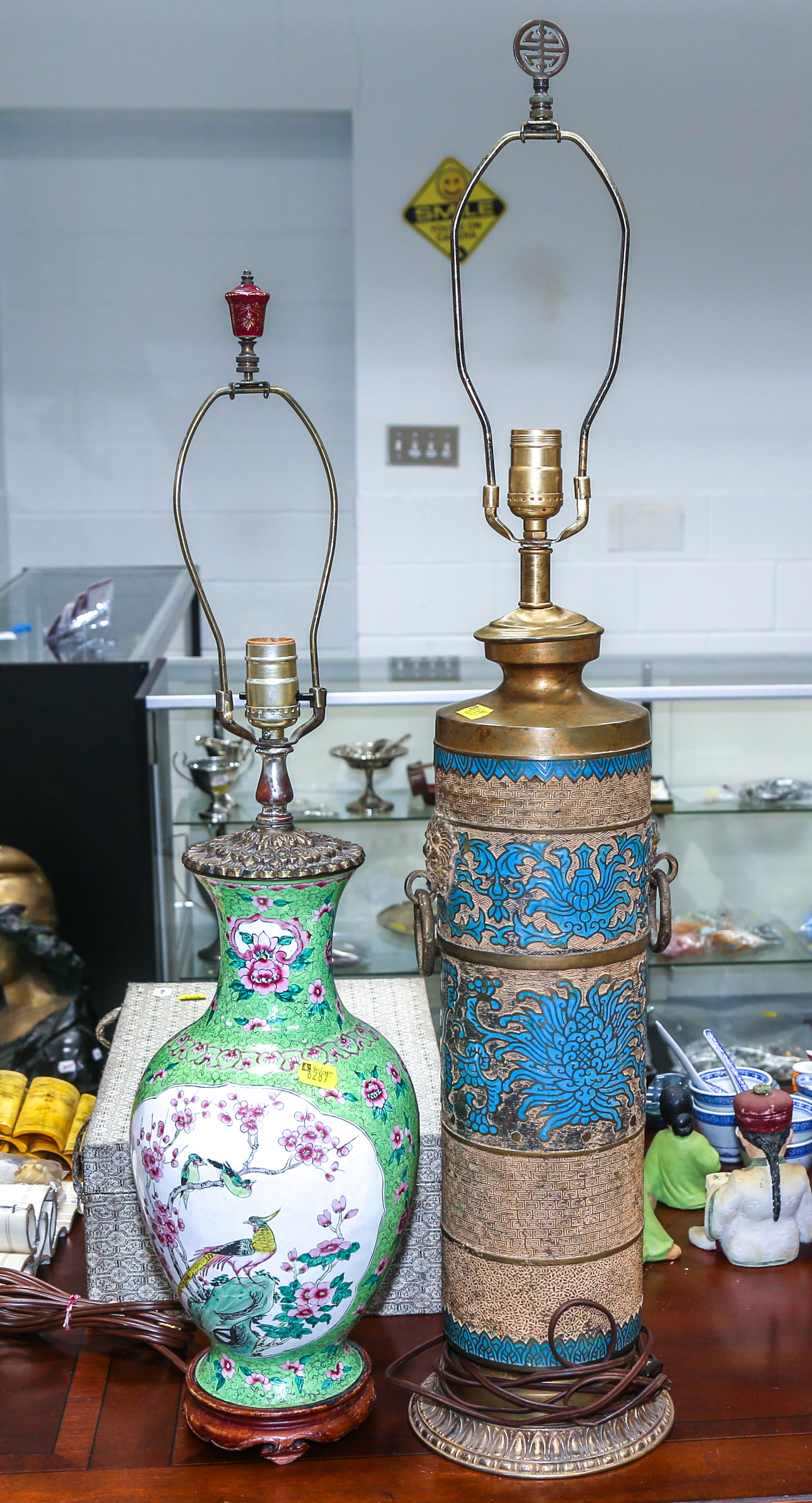 TWO CHINESE TABLE LAMPS Comprising