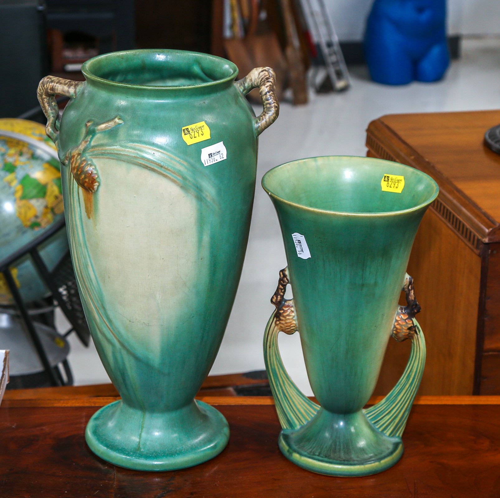 TWO ROSEVILLE ART POTTERY VASES