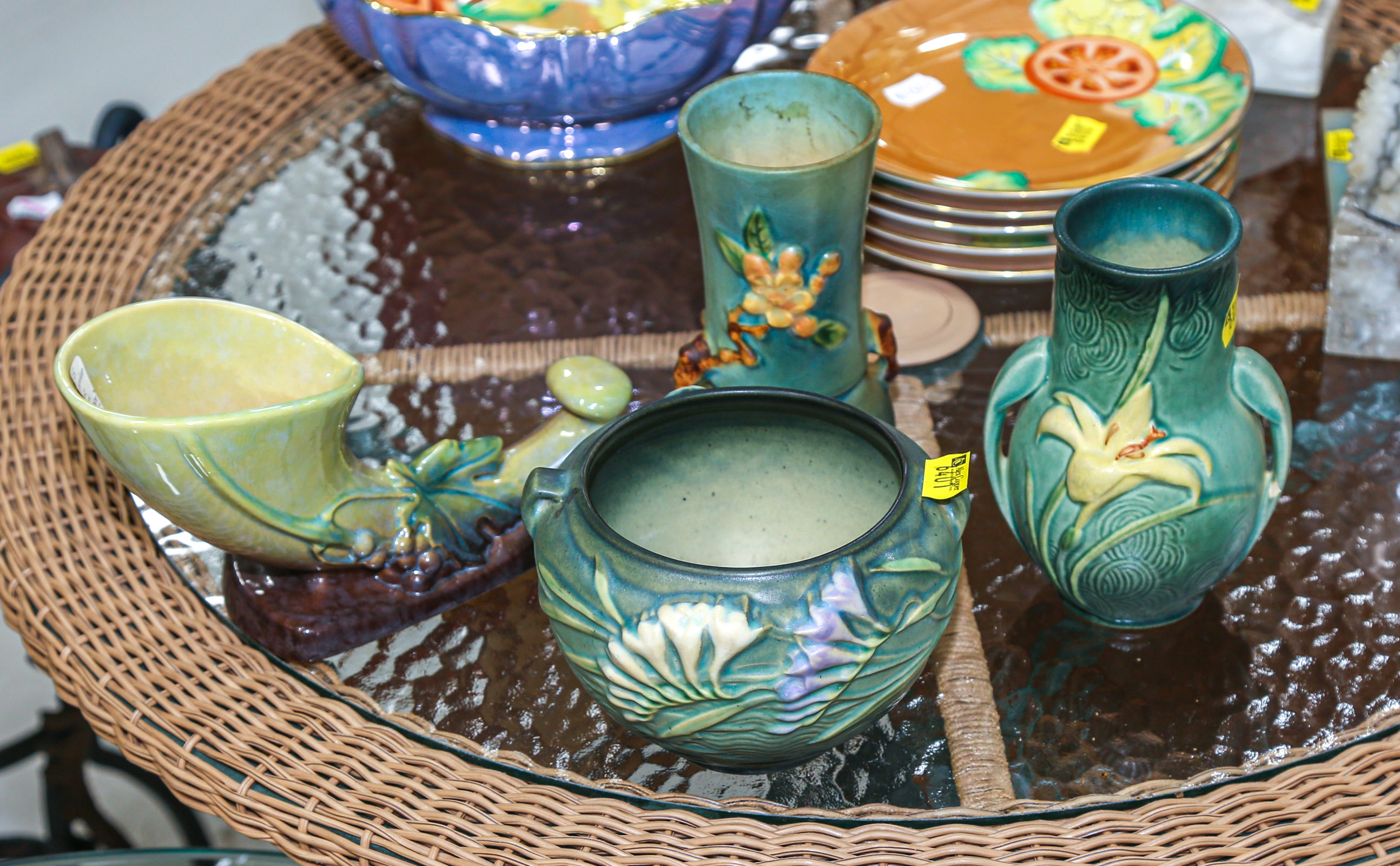 FOUR PIECES OF ROSEVILLE POTTERY