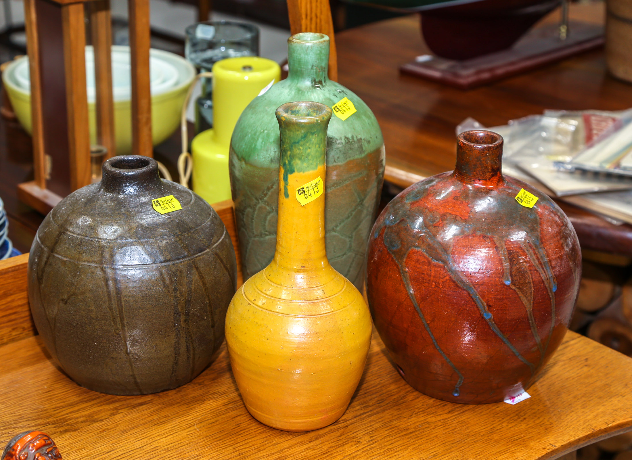 FOUR PIECES OF PINE STATE POTTERY GLAZED