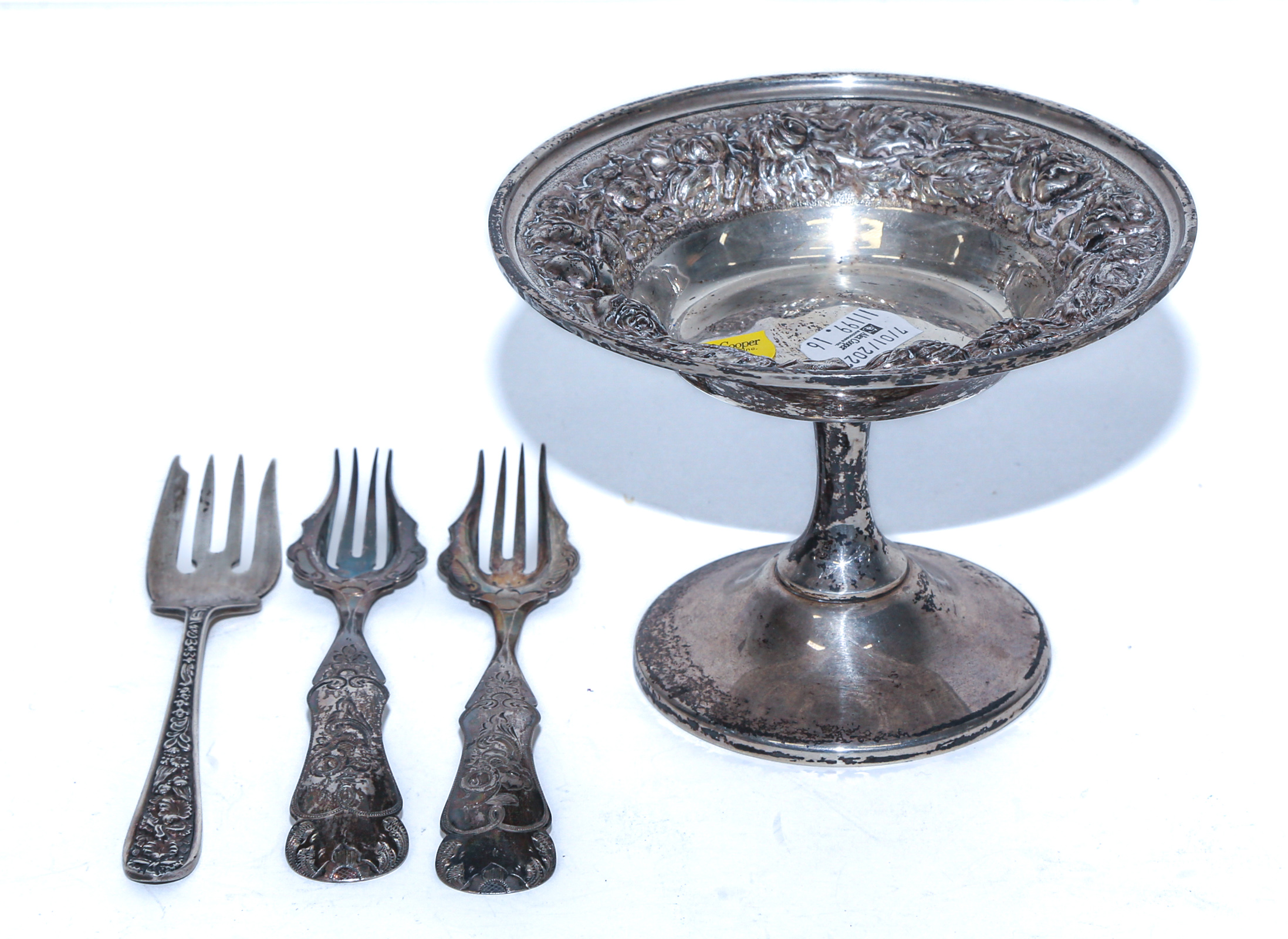 STIEFF REPOUSSE SILVER COMPOTE;