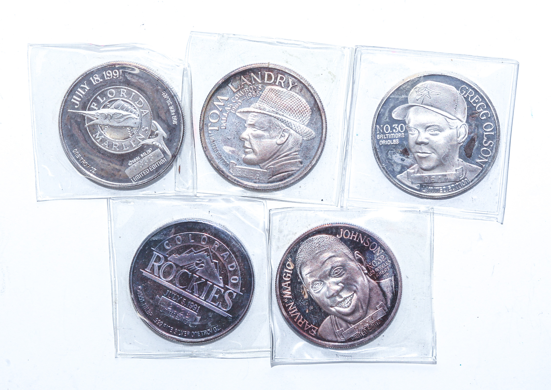 FIVE 1 OZ TOKENS Pertaining to baseball,