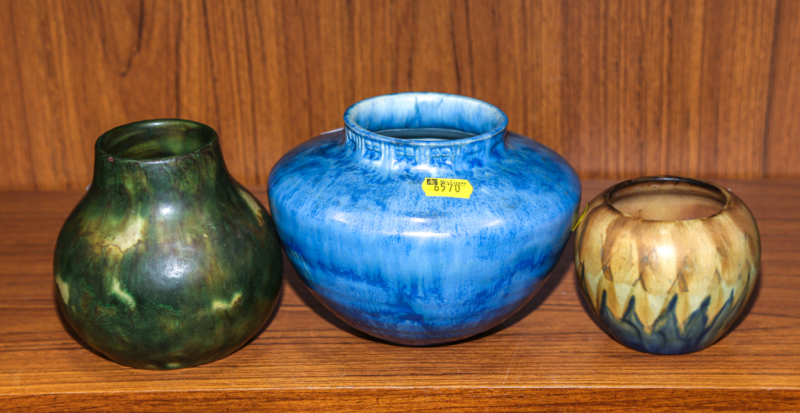 THREE PIECES OF AMERICAN ART POTTERY