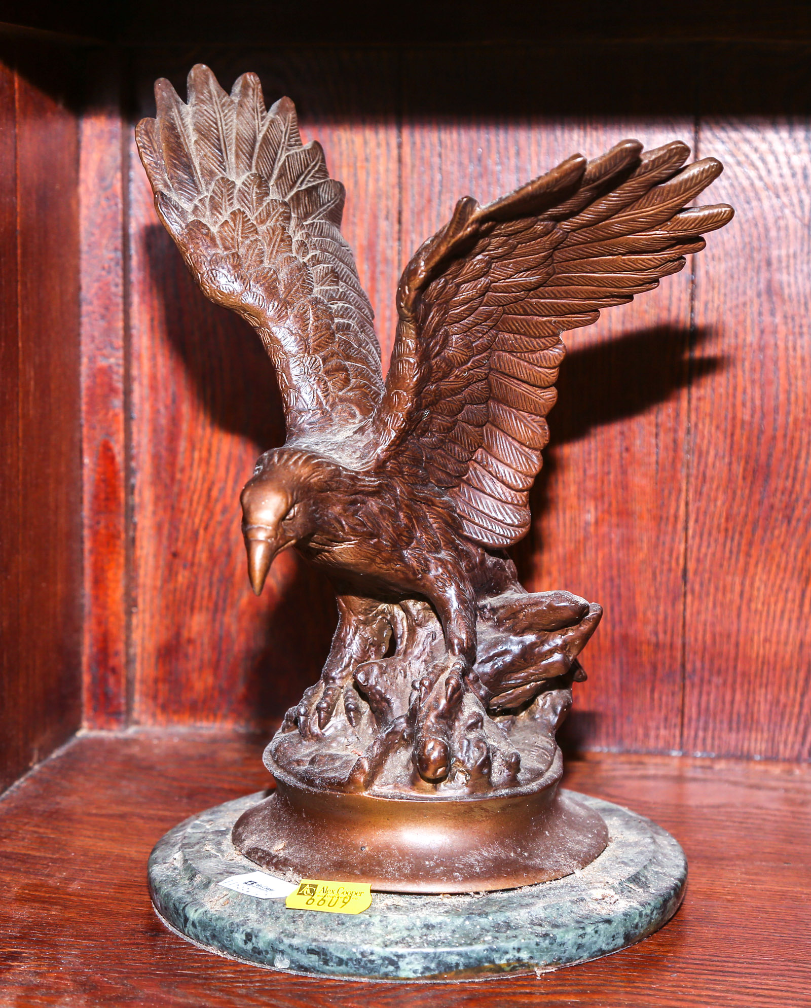 BRONZE SCULPTURE OF AN EAGLE Signed