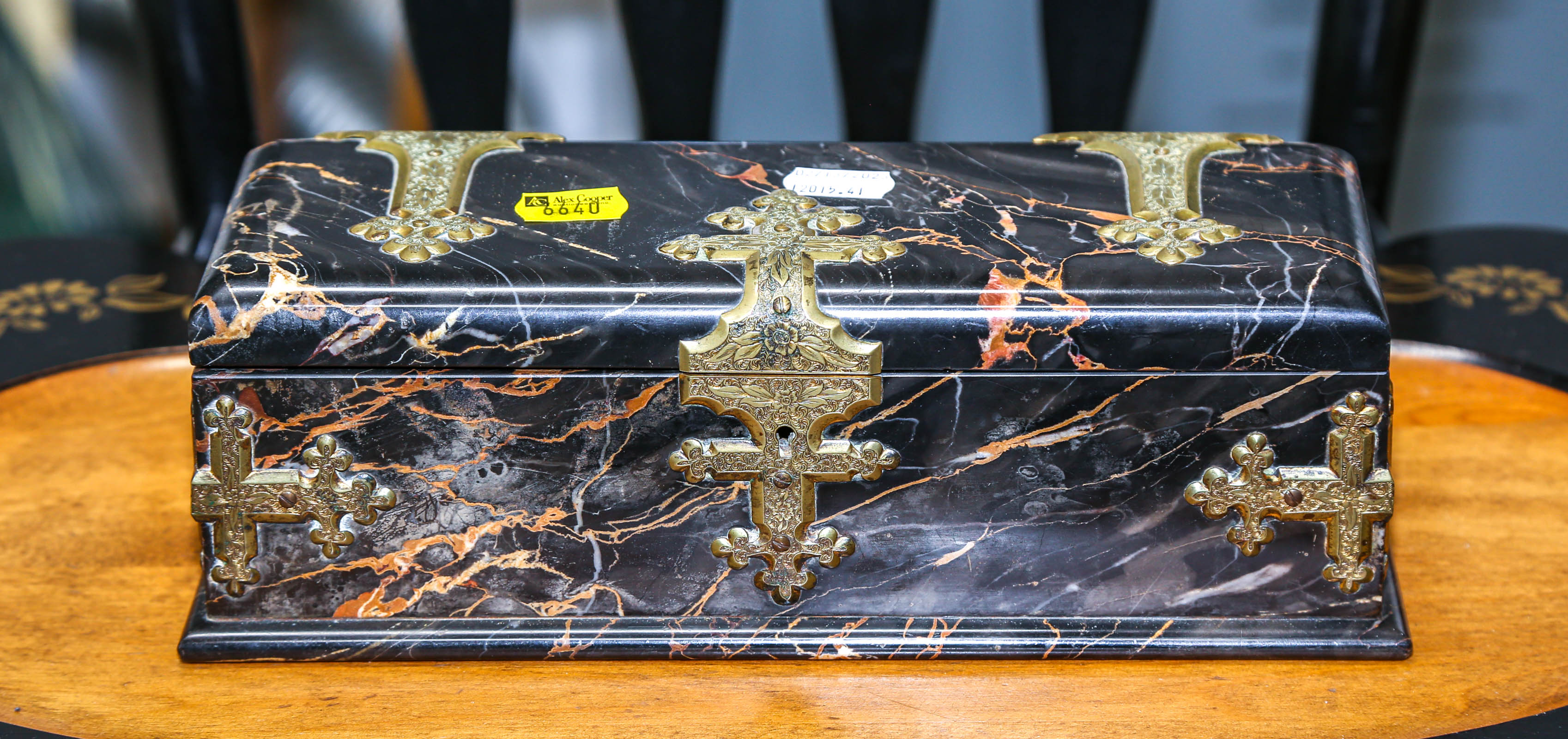 PORTER MARBLE BOX WITH ORNATE METAL