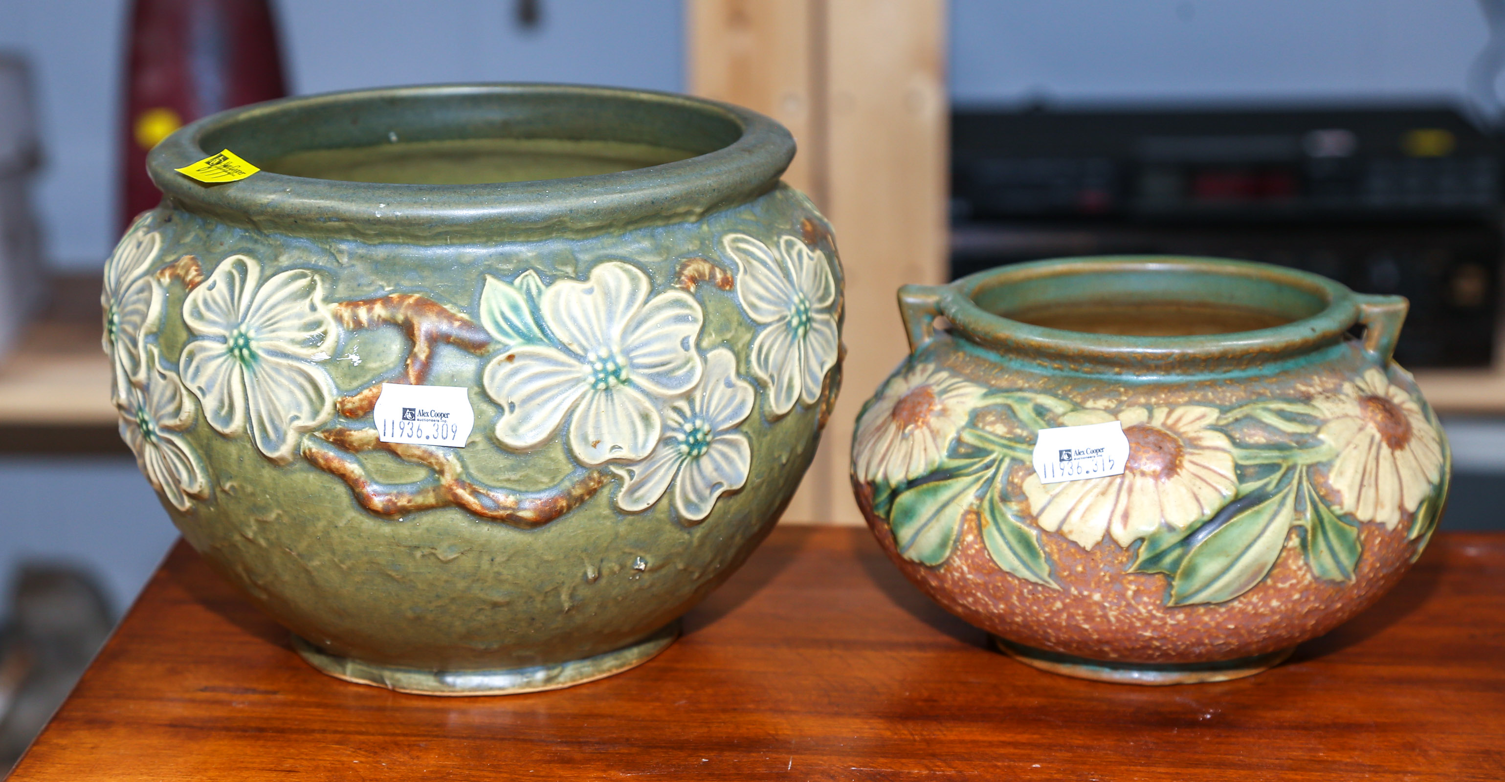 TWO ROSEVILLE ART POTTERY JARS Early
