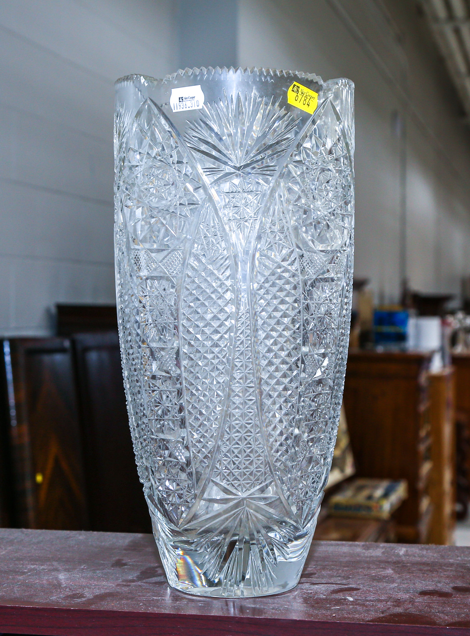 LARGE HAWKES CUT GLASS VASE 2nd