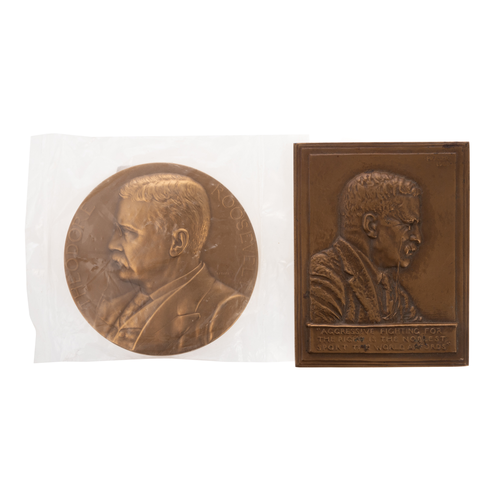 TWO TEDDY ROOSEVELT PLAQUETTE AND 2e9513