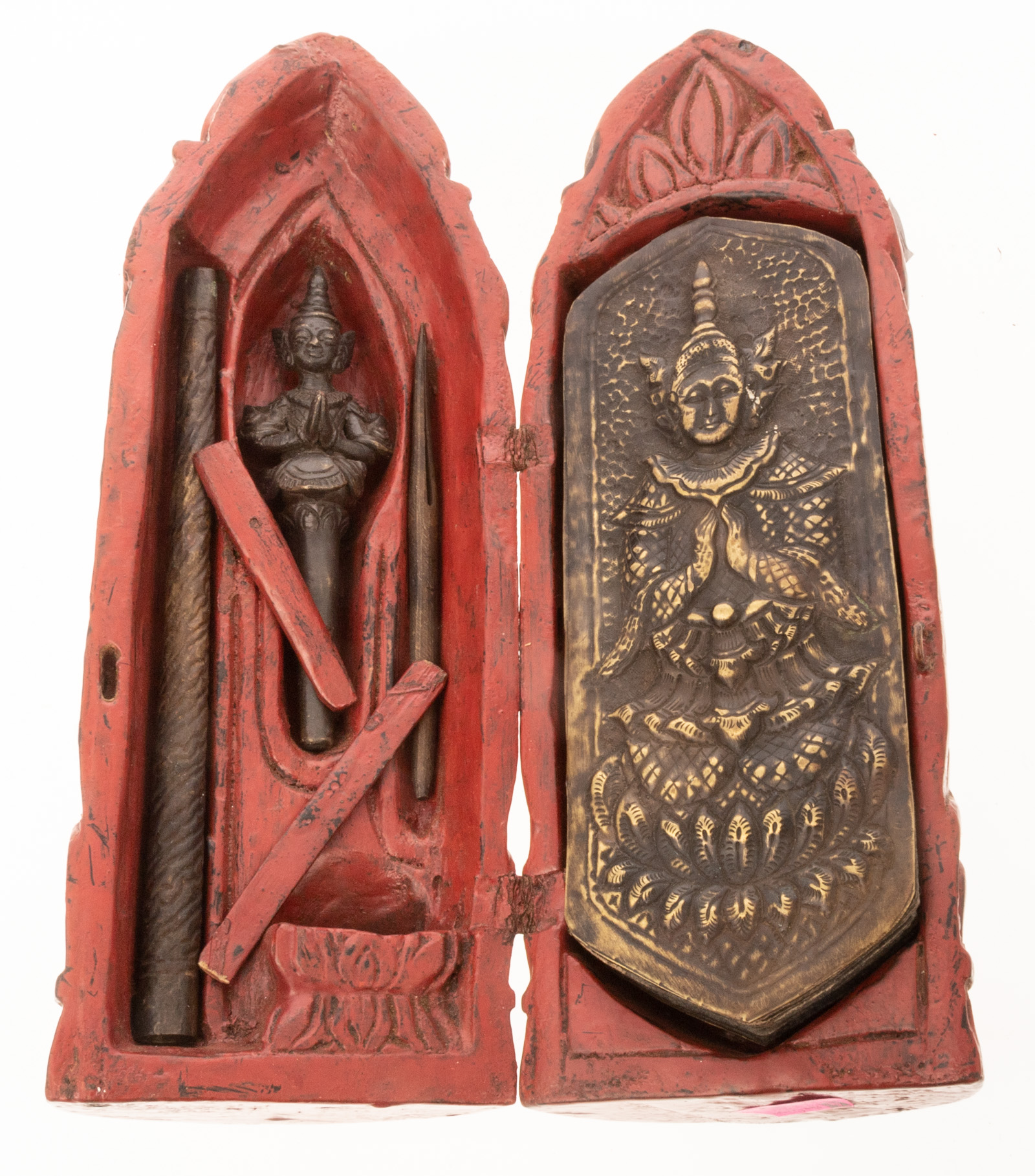 CARVED THAI PORTABLE SHRINE Red 2e9531