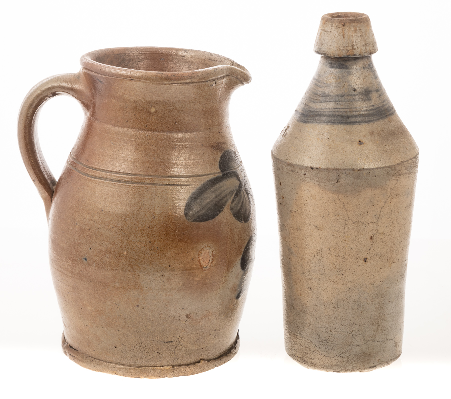 AMERICAN SALT GLAZED PITCHER & BOTTLE