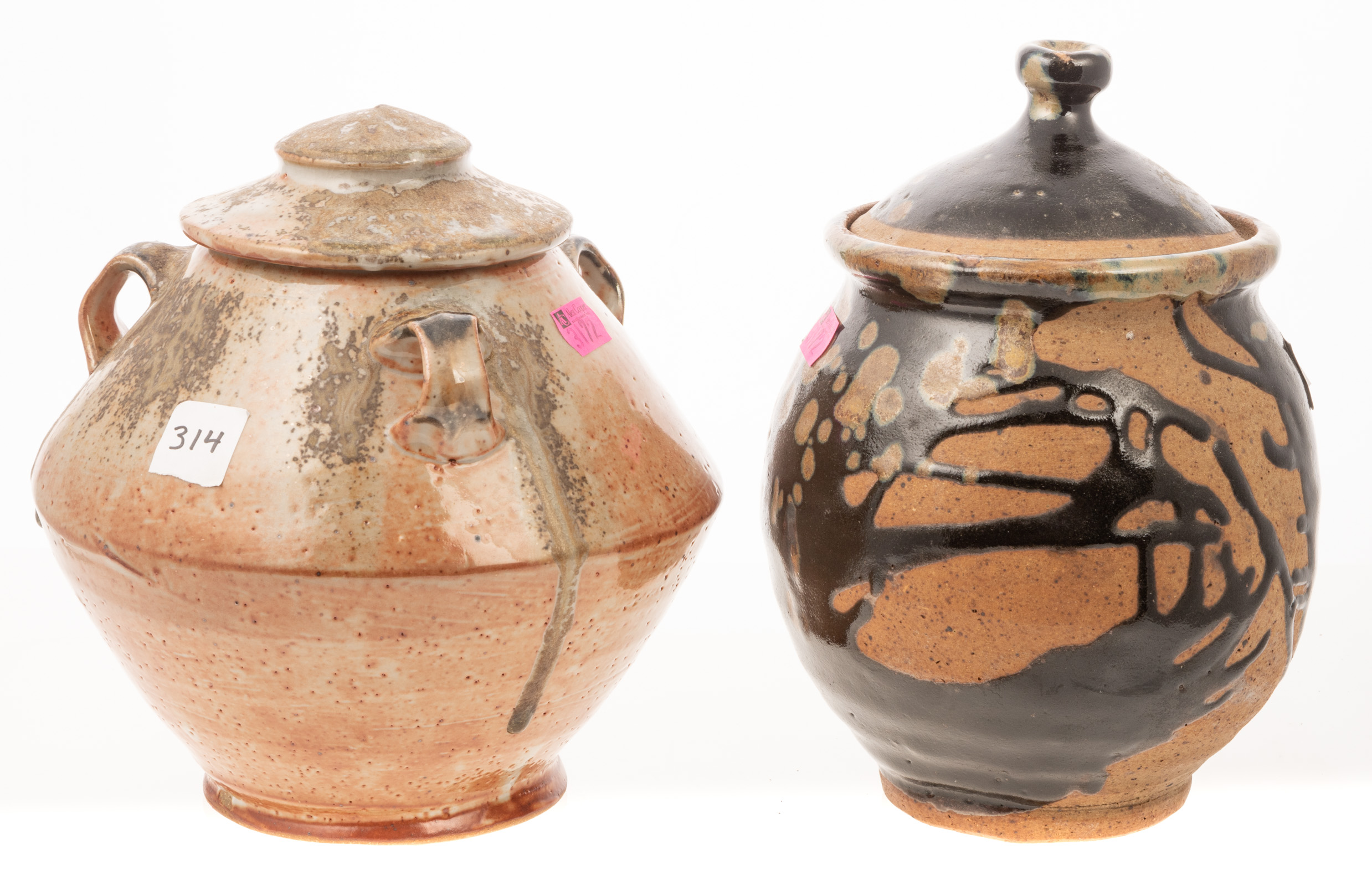 TWO SALT GLAZED STONEWARE JARS