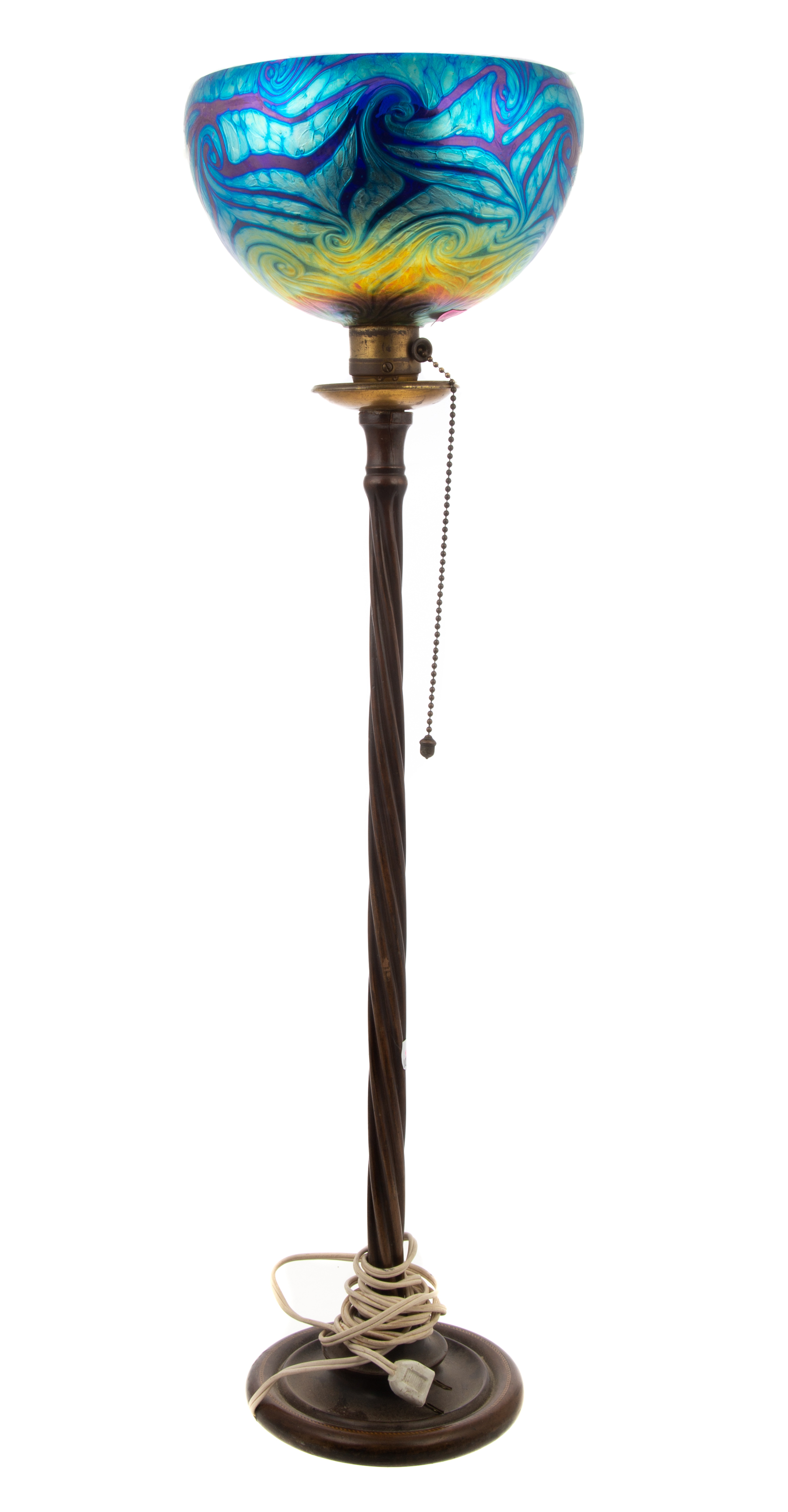 DIMINUTIVE WOOD TORCHERE WITH GLASS