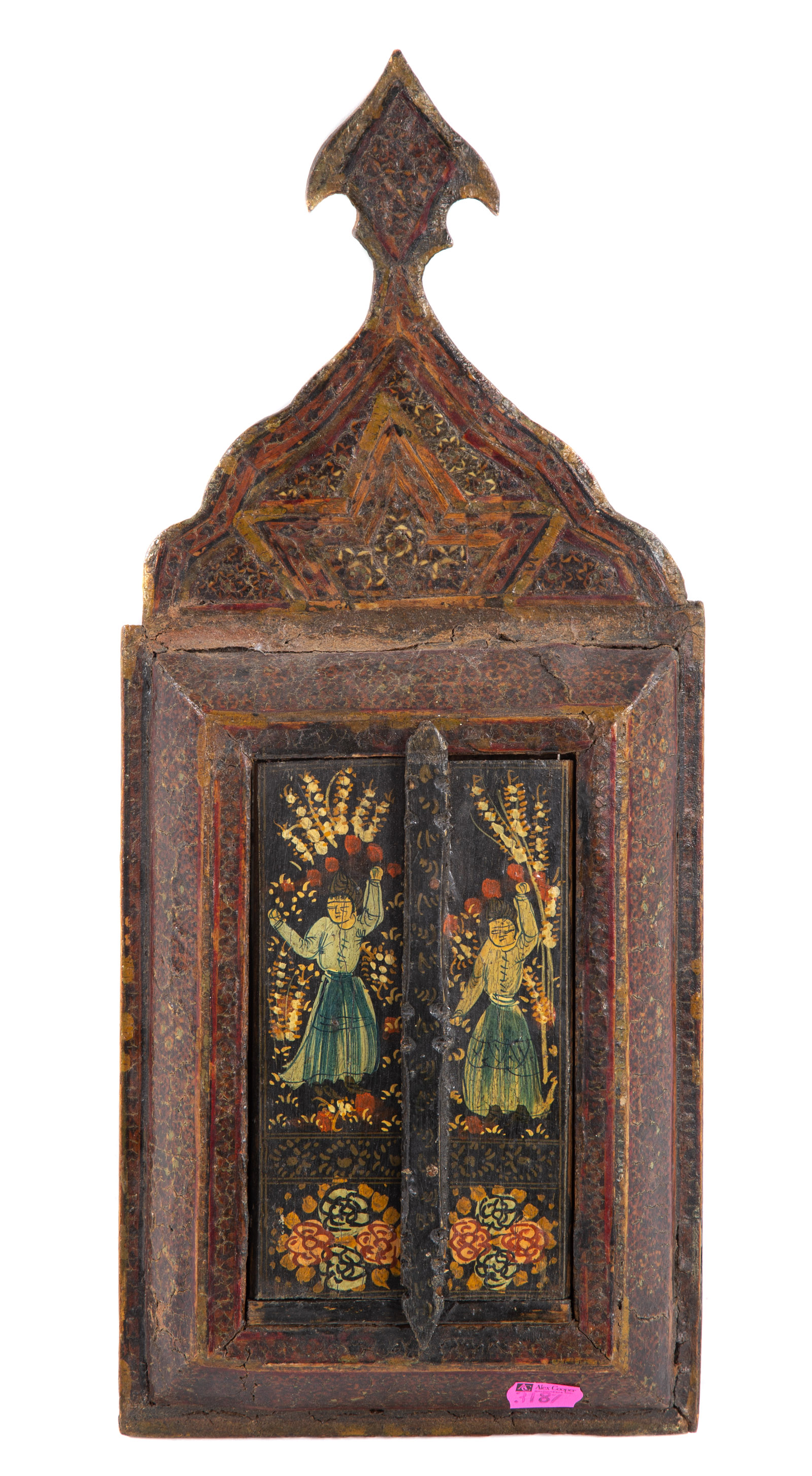 PERSIAN PAINTED MIRRORED WALL CABINET 2e9584