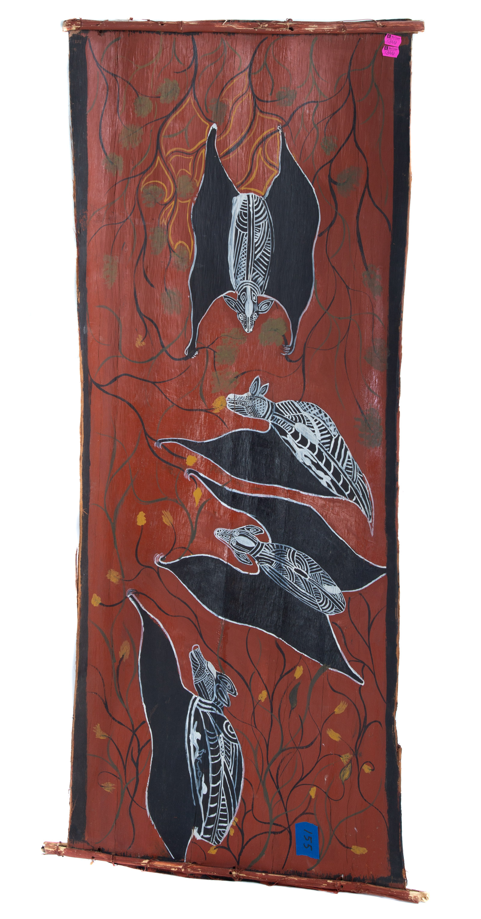 ABORIGINAL PAINTING ON TREE BARK