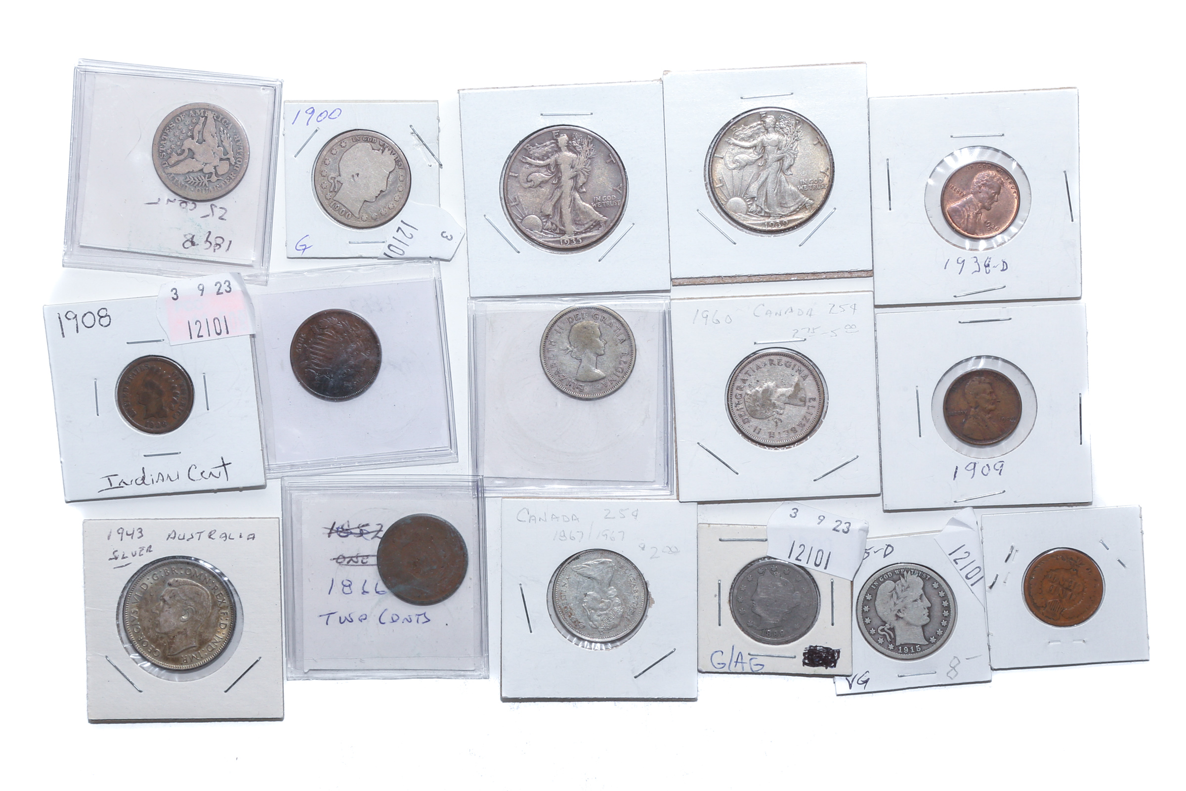 COLLECTION OF COINS IN 2X2'S WITH