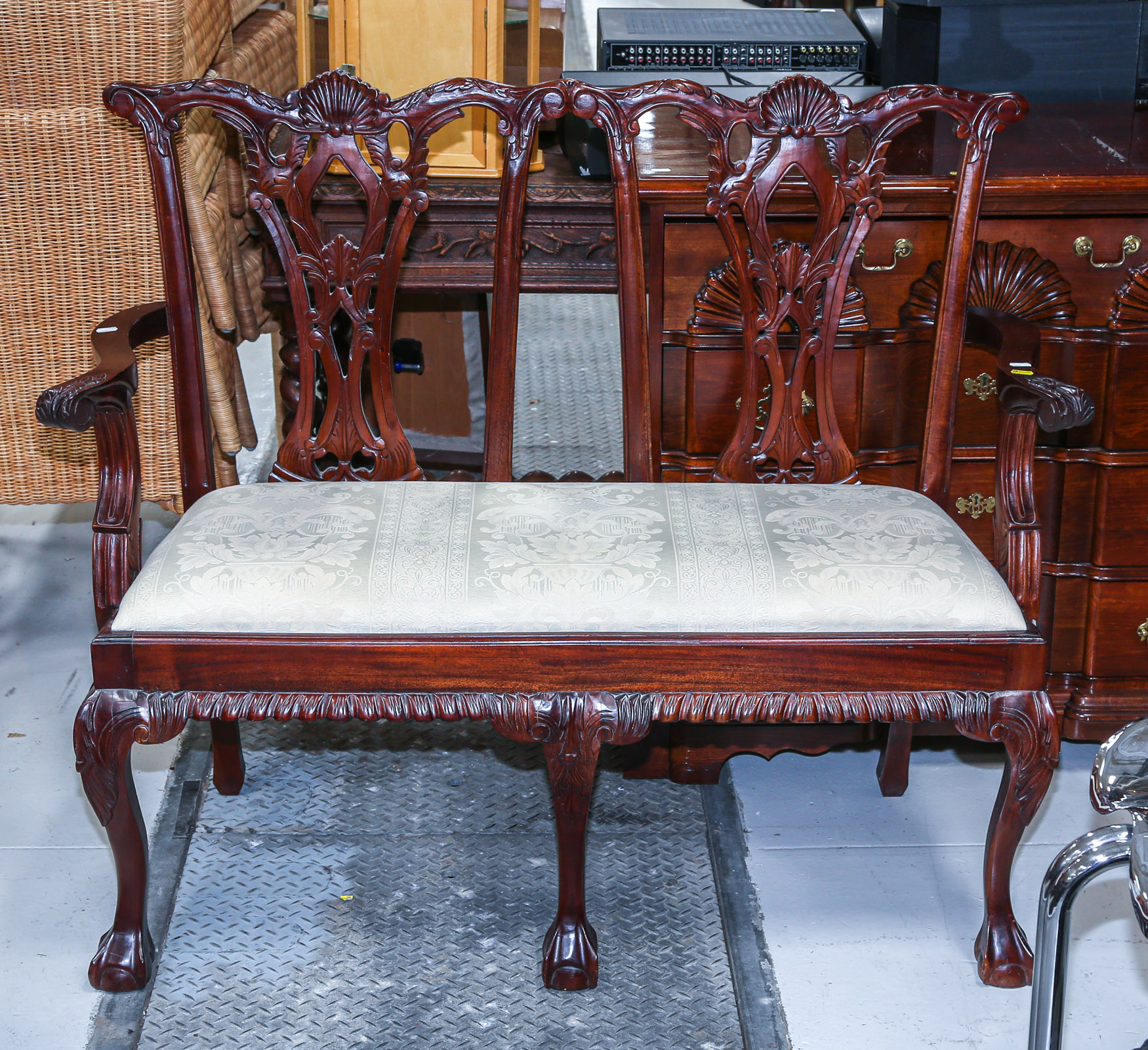 CHIPPENDALE STYLE CARVED MAHOGANY