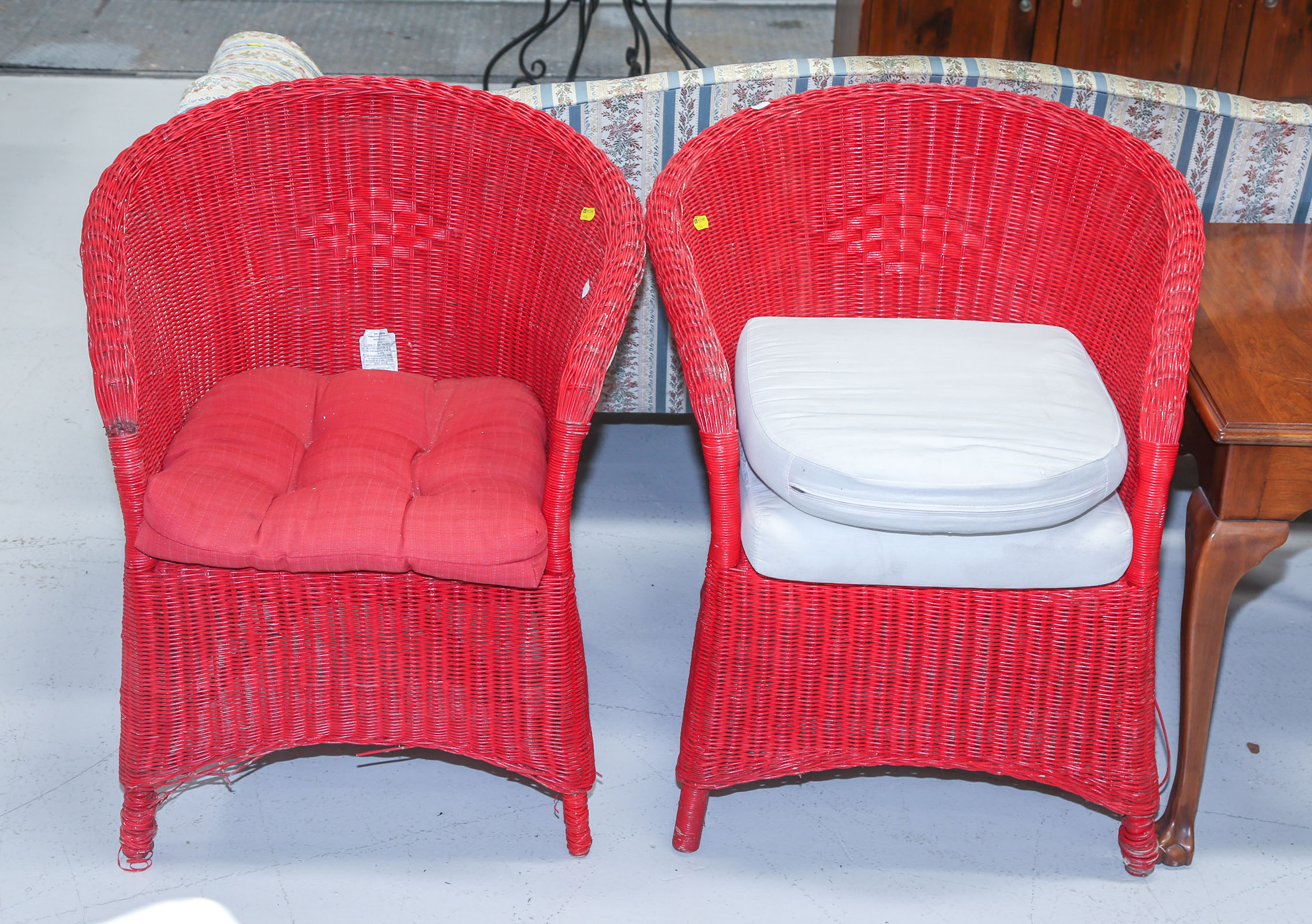A PAIR OF AMERICAN WICKER PORCH