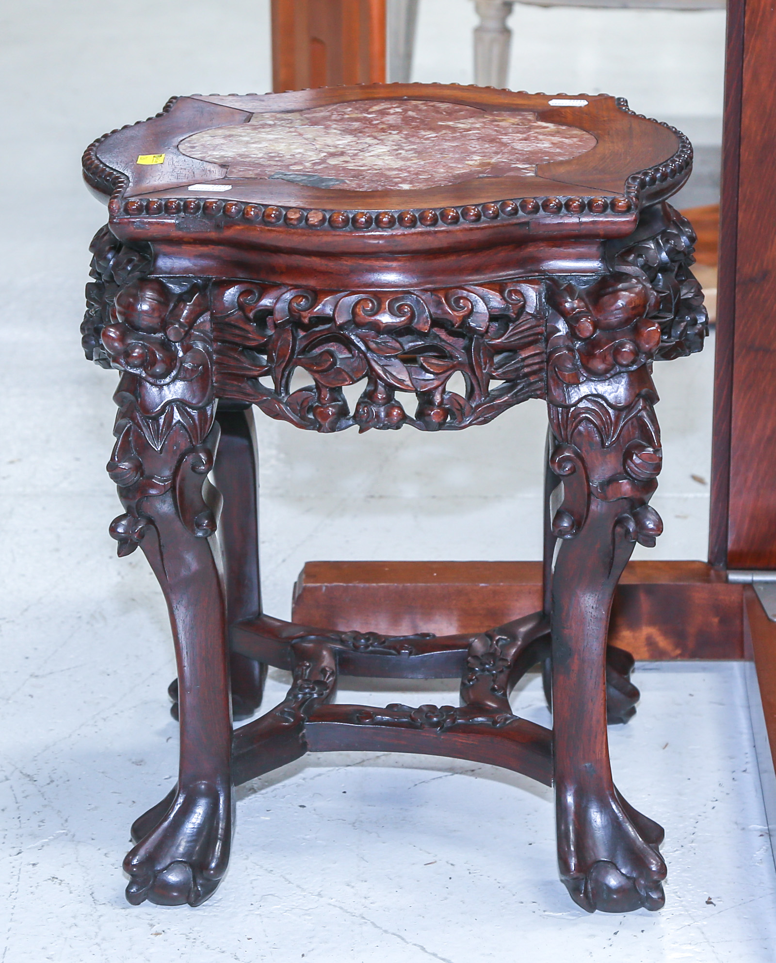 CHINESE CARVED HONG MU TABOURET
