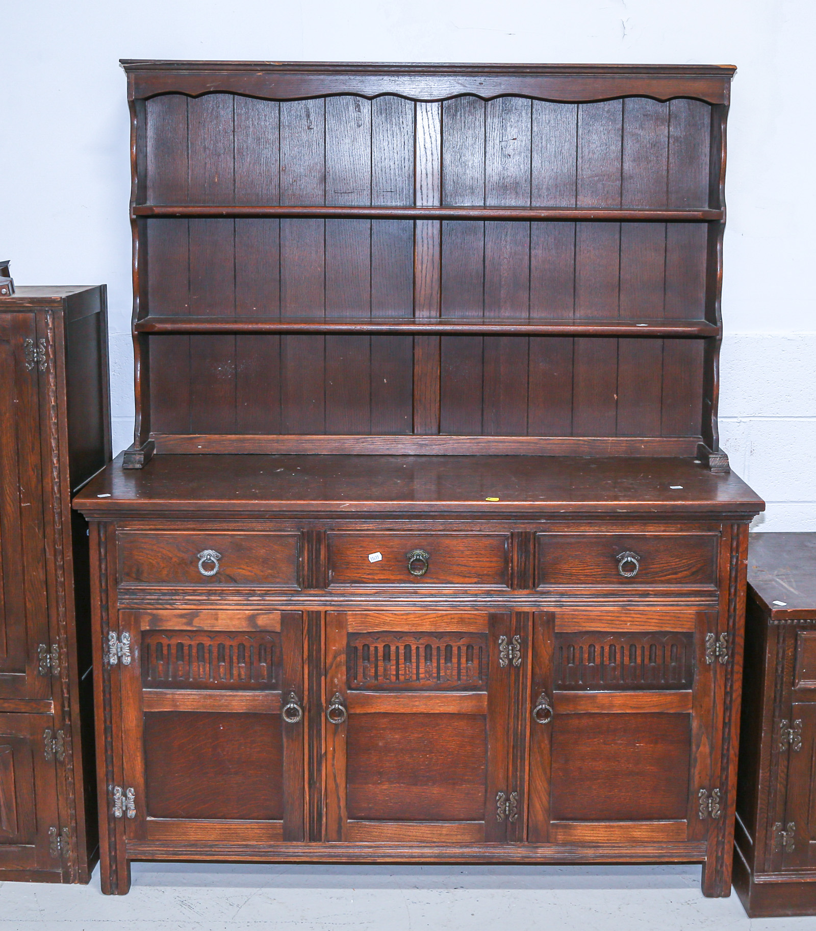 JACOBEAN REVIVAL ELM WELSH CUPBOARD