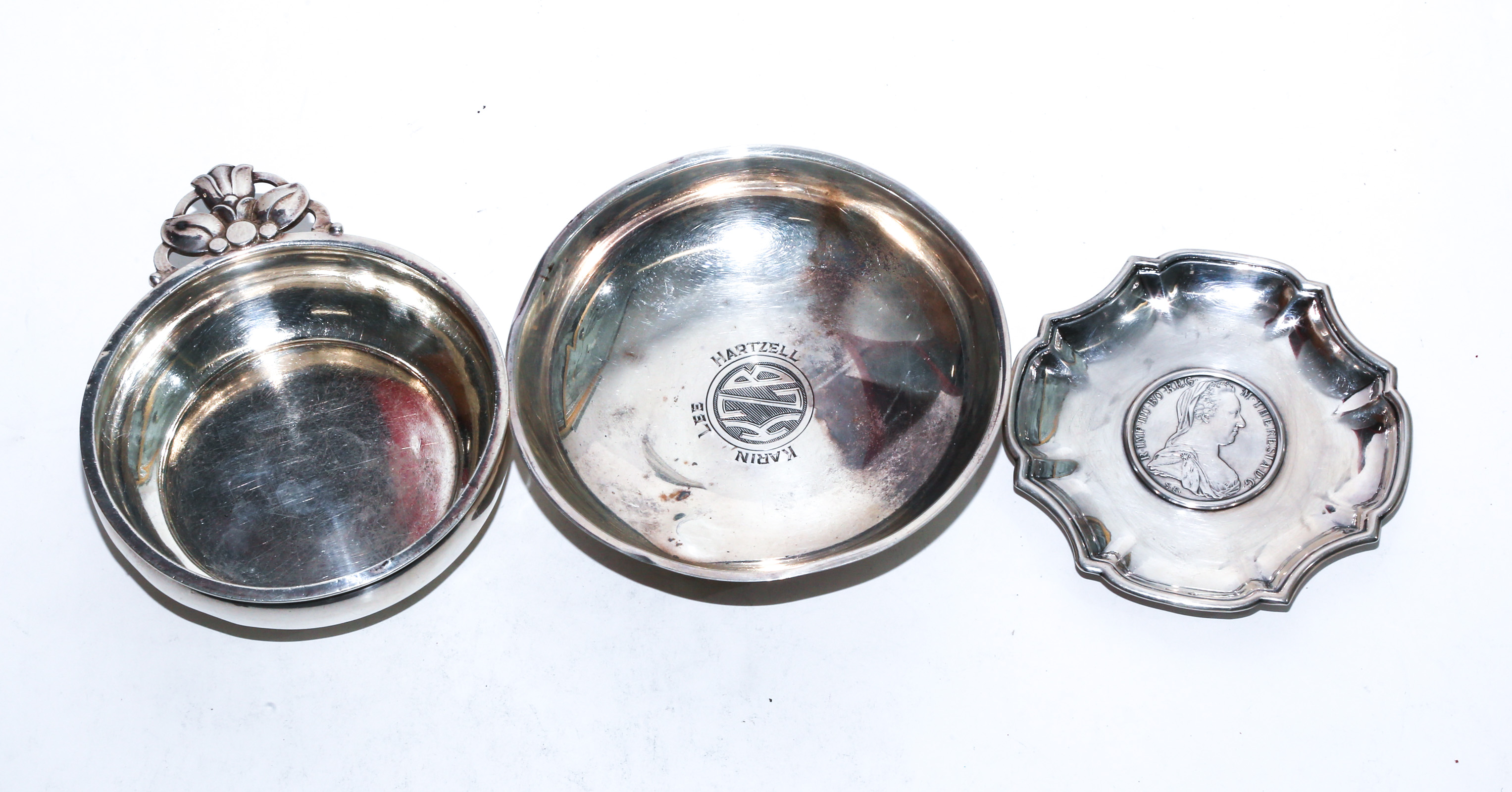 THREE SILVER DISHES Including an