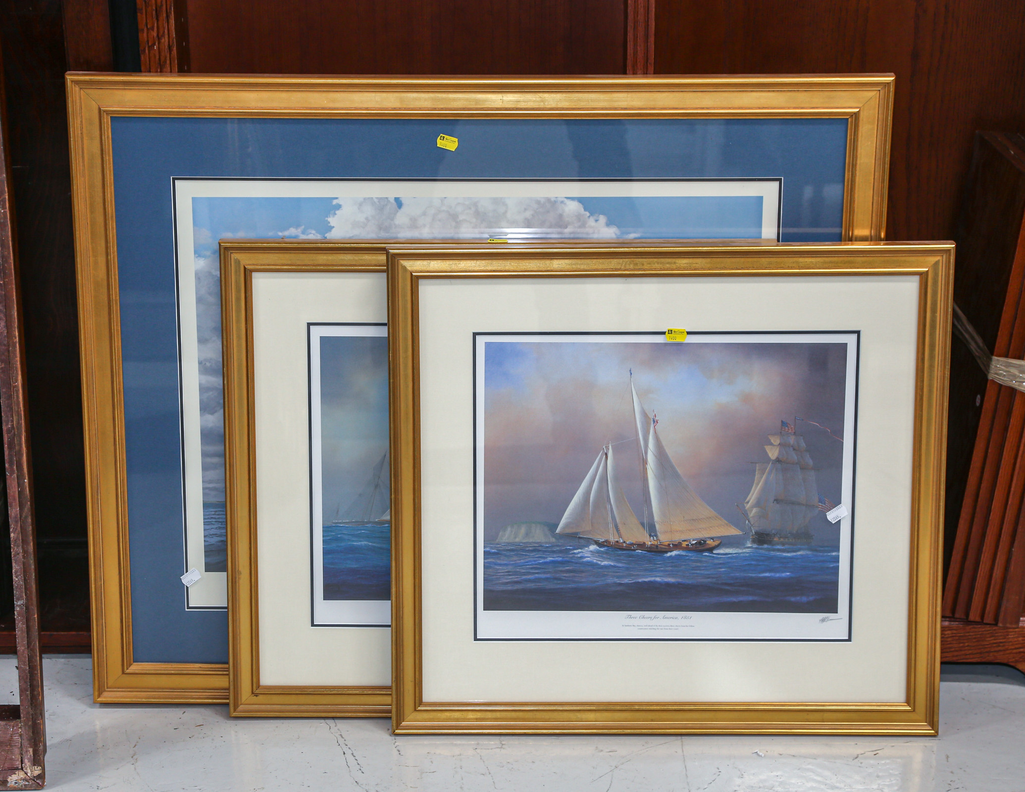 THREE FRAMED SHIP PRINTS Including