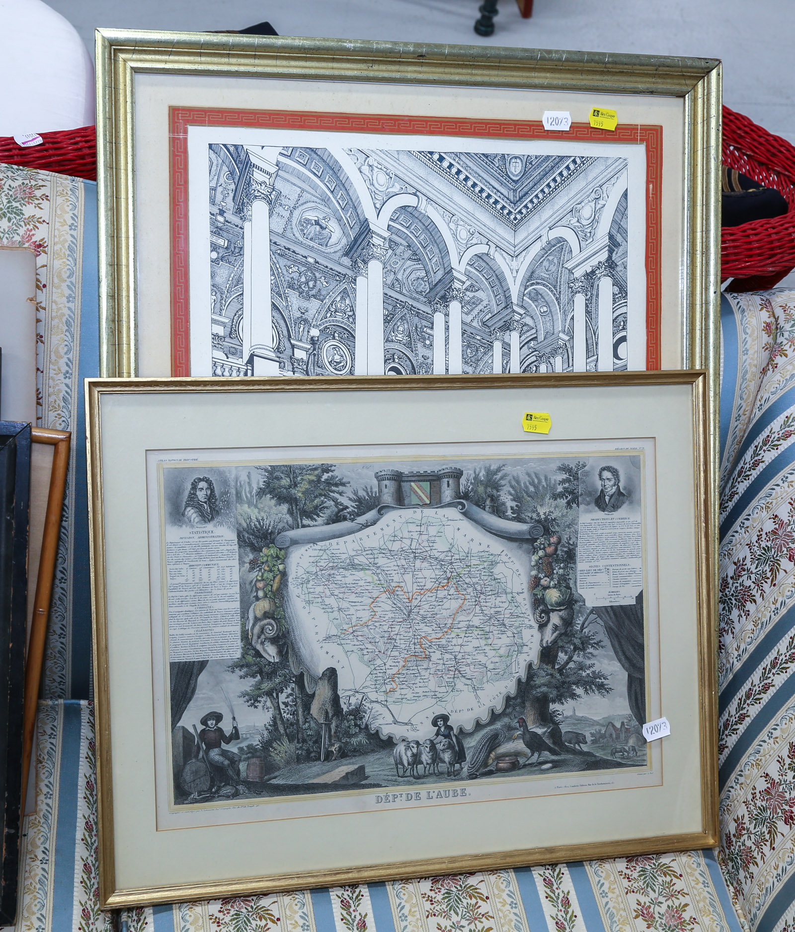 FRAMED FRENCH MAP, 16 1/2 X 21