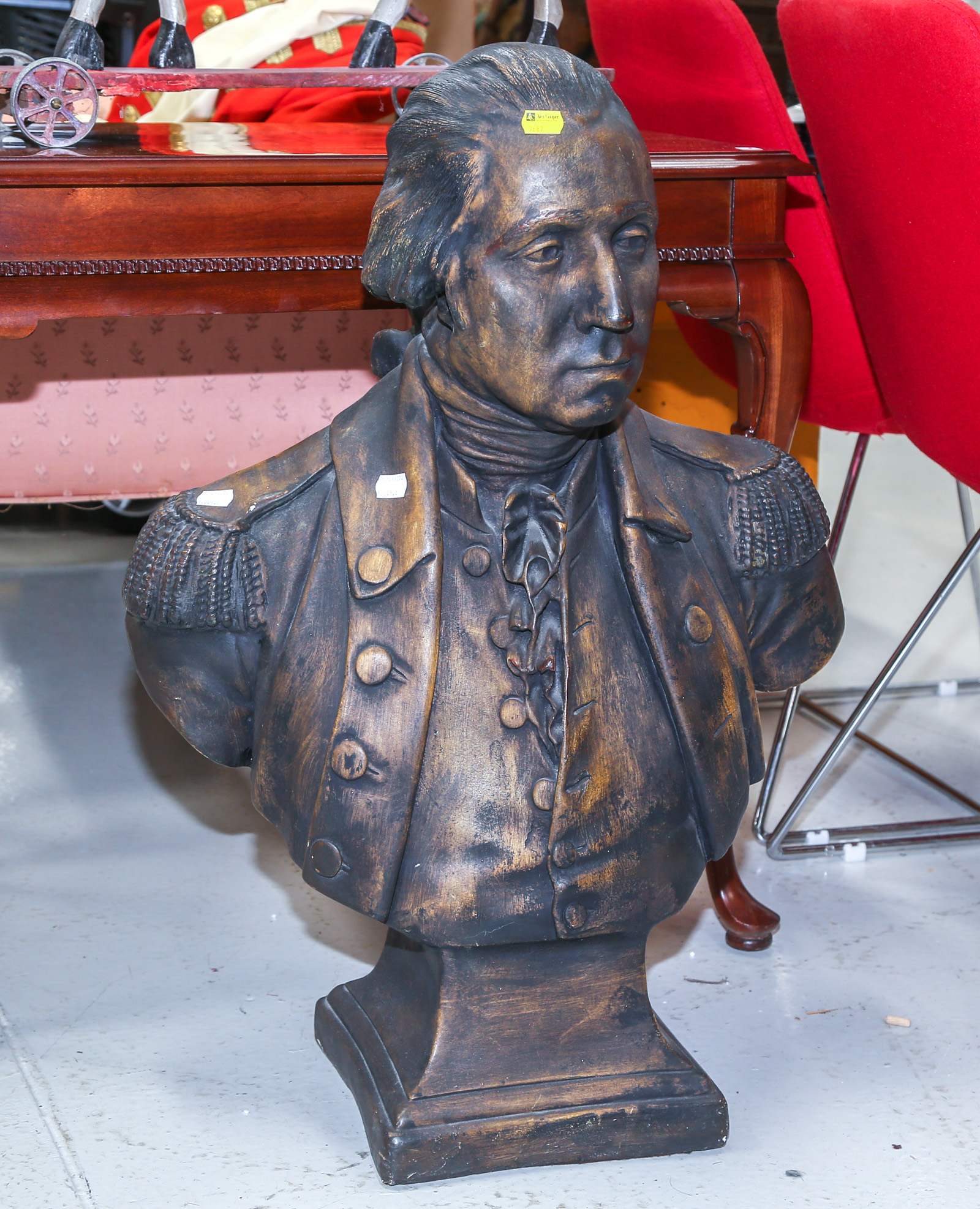 PAINTED PLASTER BUST OF GEORGE