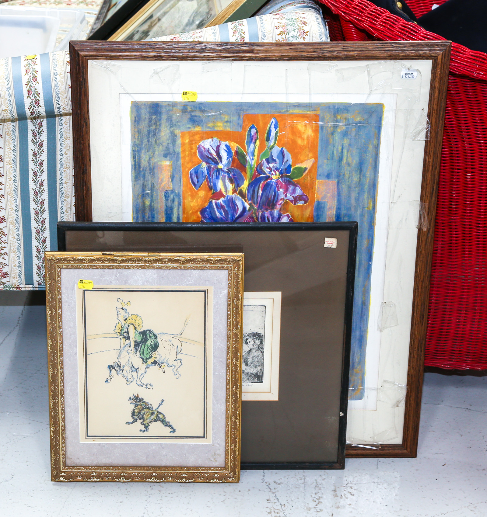 THREE FRAMED ARTWORKS Including 2e984b