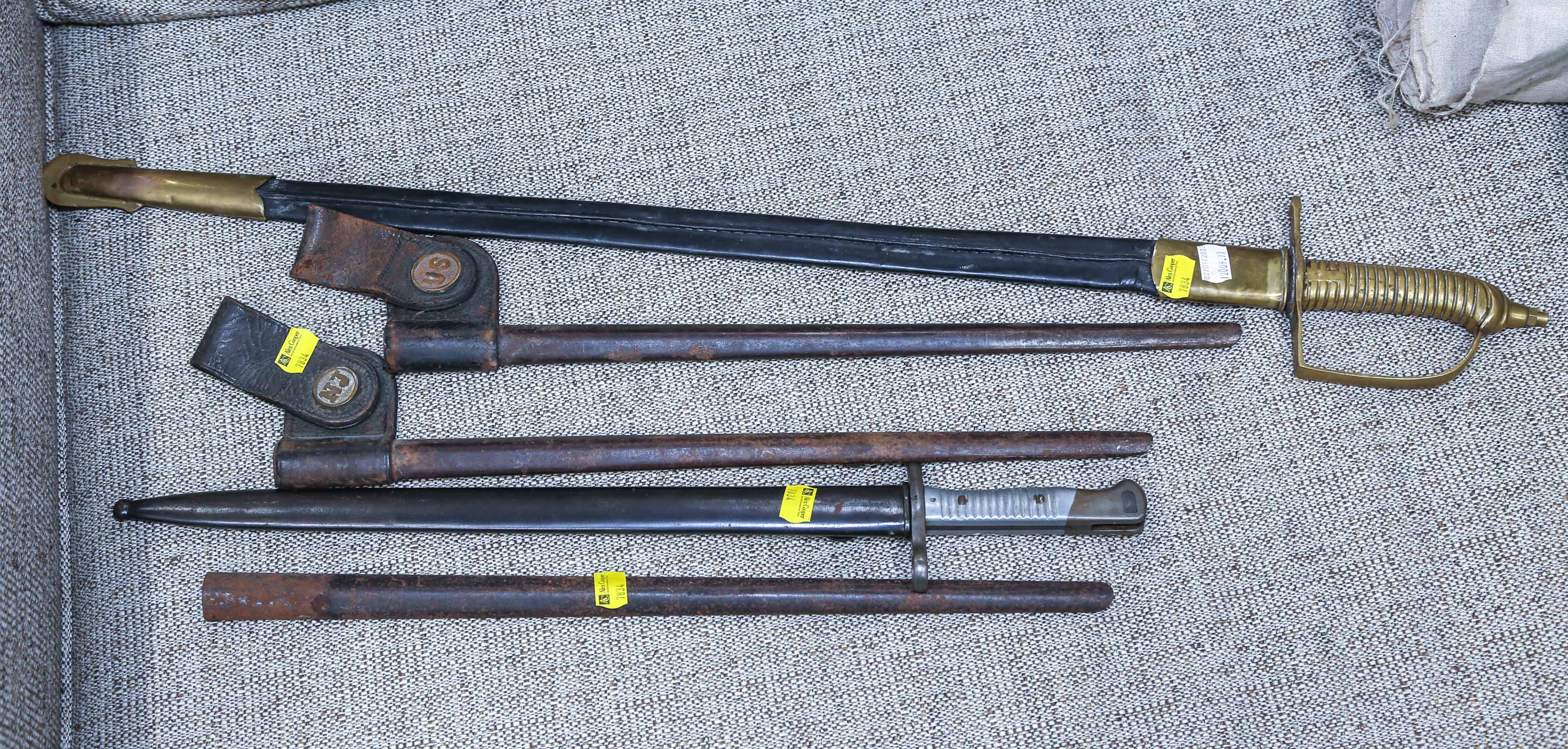 ASSORTMENT OF BAYONETS, SCABBARDS,