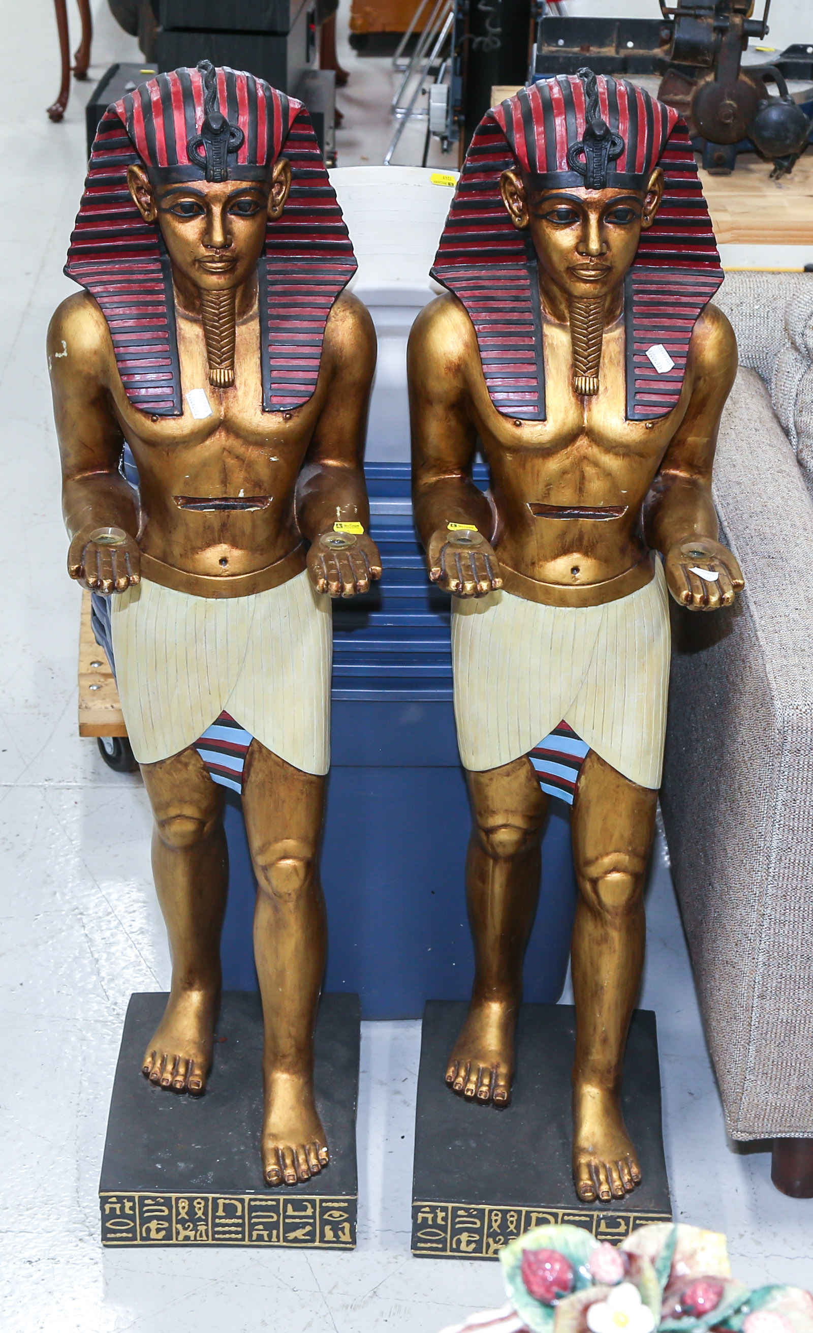 A PAIR OF HALF SIZED EGYPTIAN FIGURES