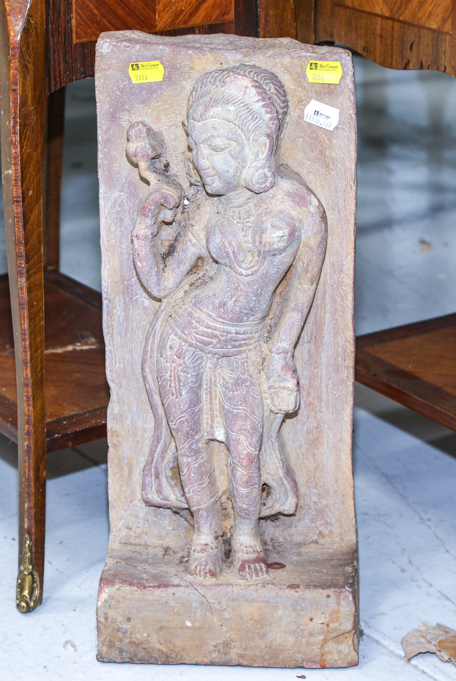 INDIAN CARVED RED SANDSTONE FEMALE