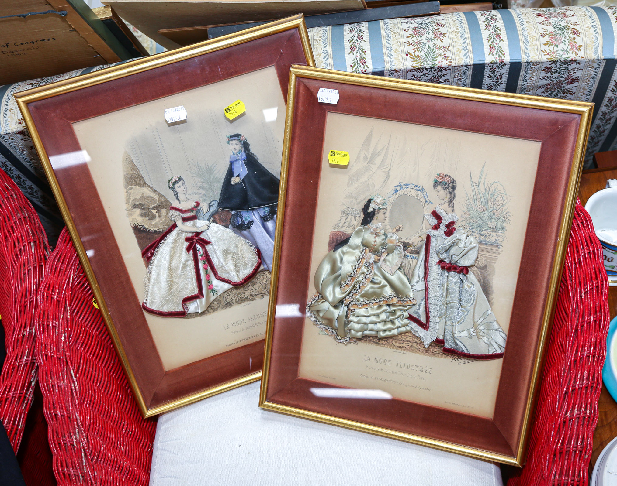 TWO FRAMED FRENCH FASHION PRINTS
