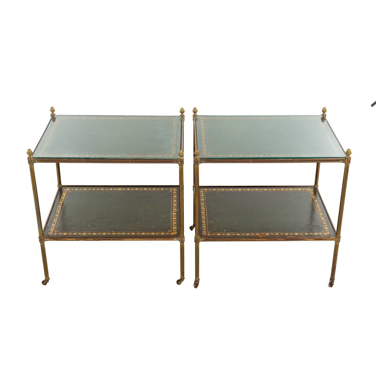 A PAIR GILT BRASS TWO TIER TABLES  2e990d