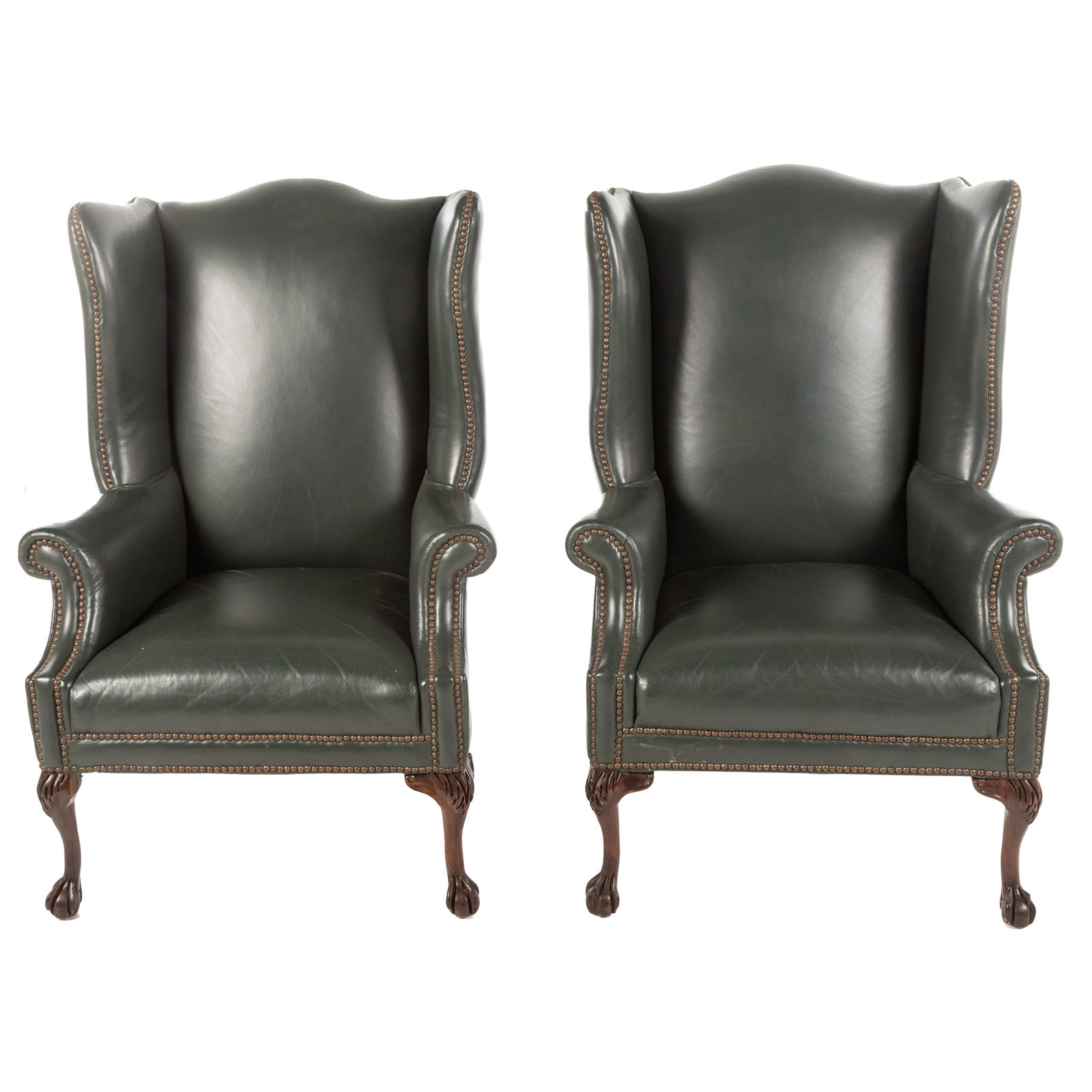 A PAIR OF CHIPPENDALE STYLE LEATHER 2e9907