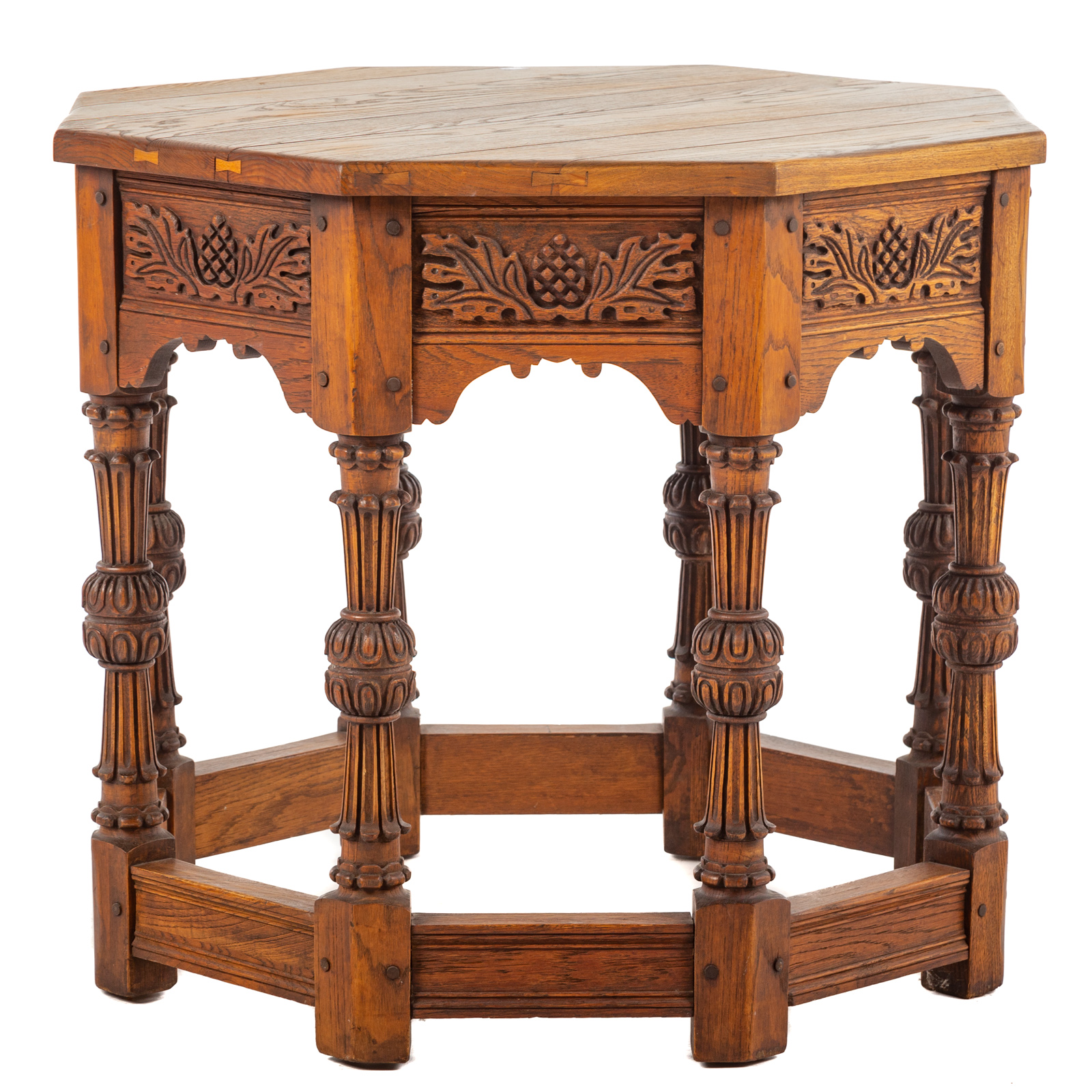 GOTHIC REVIVAL CARVED OAK OCTAGONAL 2e9932