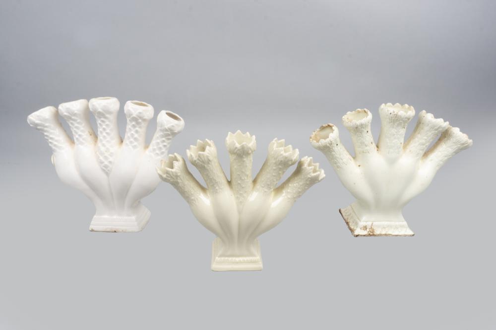 TWO ENGLISH CREAMWARE TULIPIERES