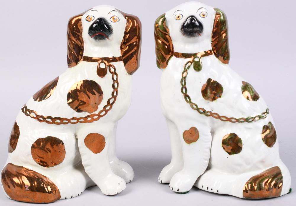 PAIR OF STAFFORDSHIRE COPPER LUSTRE
