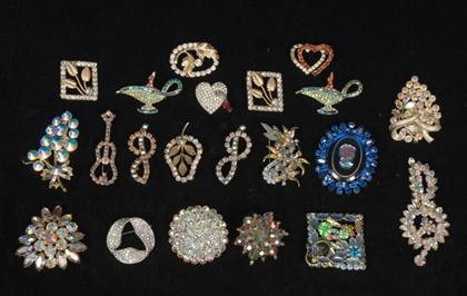 Group of various rhinestone brooches