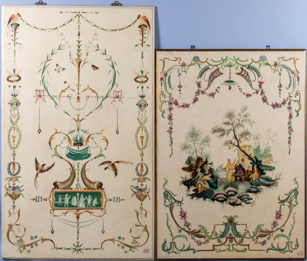 PAIR OF PAINTED CHINOISERIE PANELS,