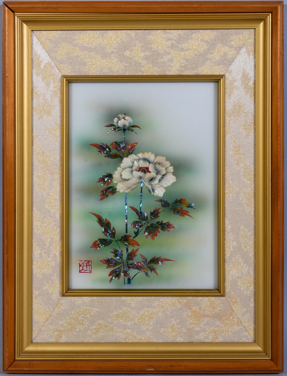 CHINESE INLAID PICTURE OF A FLOWER  2ec26e