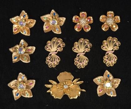 Group of large gold and rhinestone