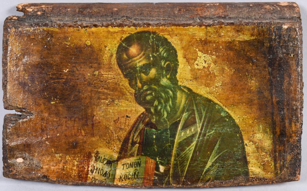 RUSSIAN , PARTIAL ICON OF ST. PAUL,