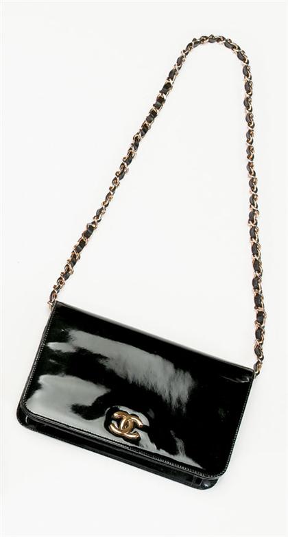 Chanel black patent leather purse