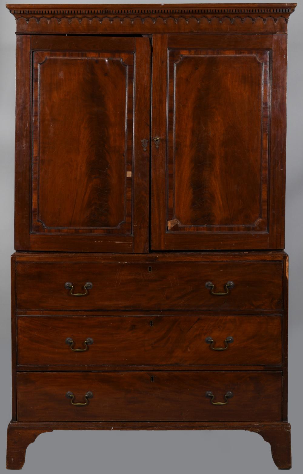 GEORGE III STYLE MAHOGANY WARDROBE,