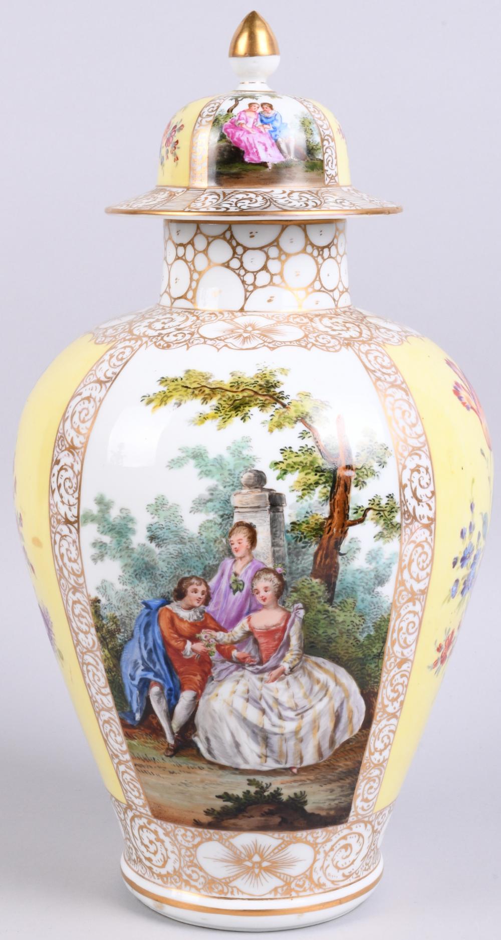 GERMAN PORCELAIN JAR AND COVER,