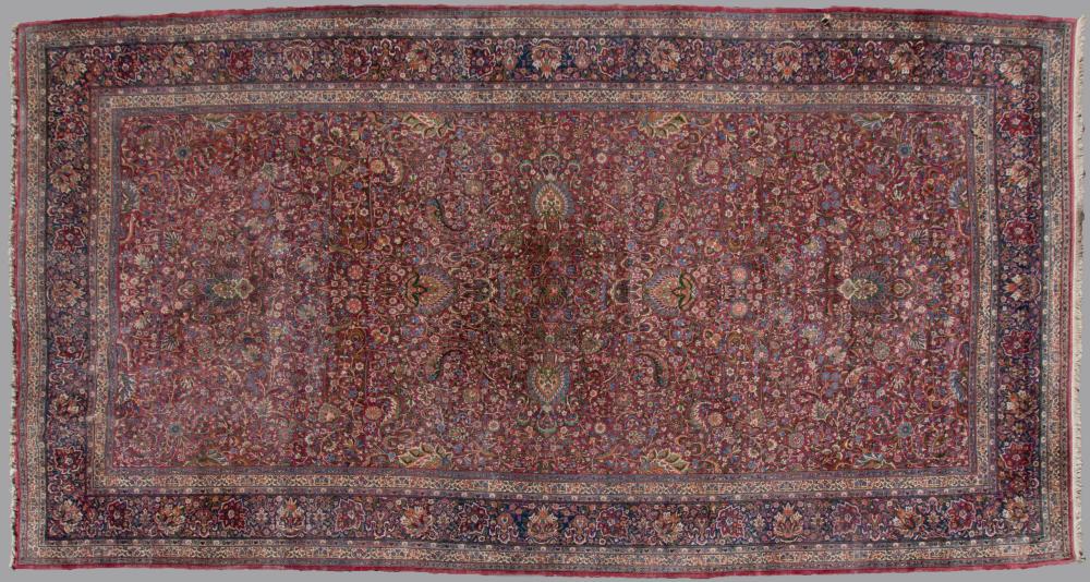 ANTIQUE PERSIAN YAZD HAND KNOTTED